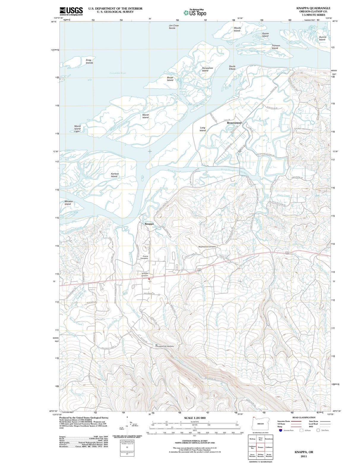 2011 Knappa, OR - Oregon - USGS Topographic Map