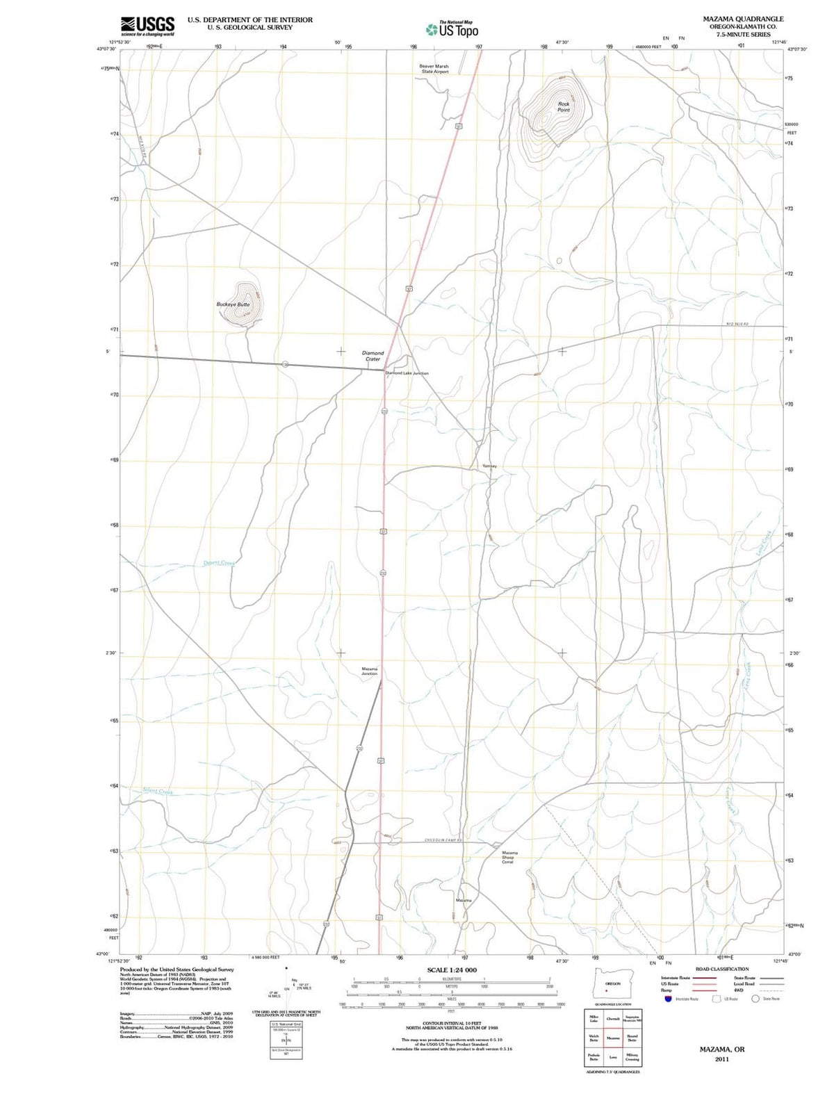 2011 Mazama, OR - Oregon - USGS Topographic Map
