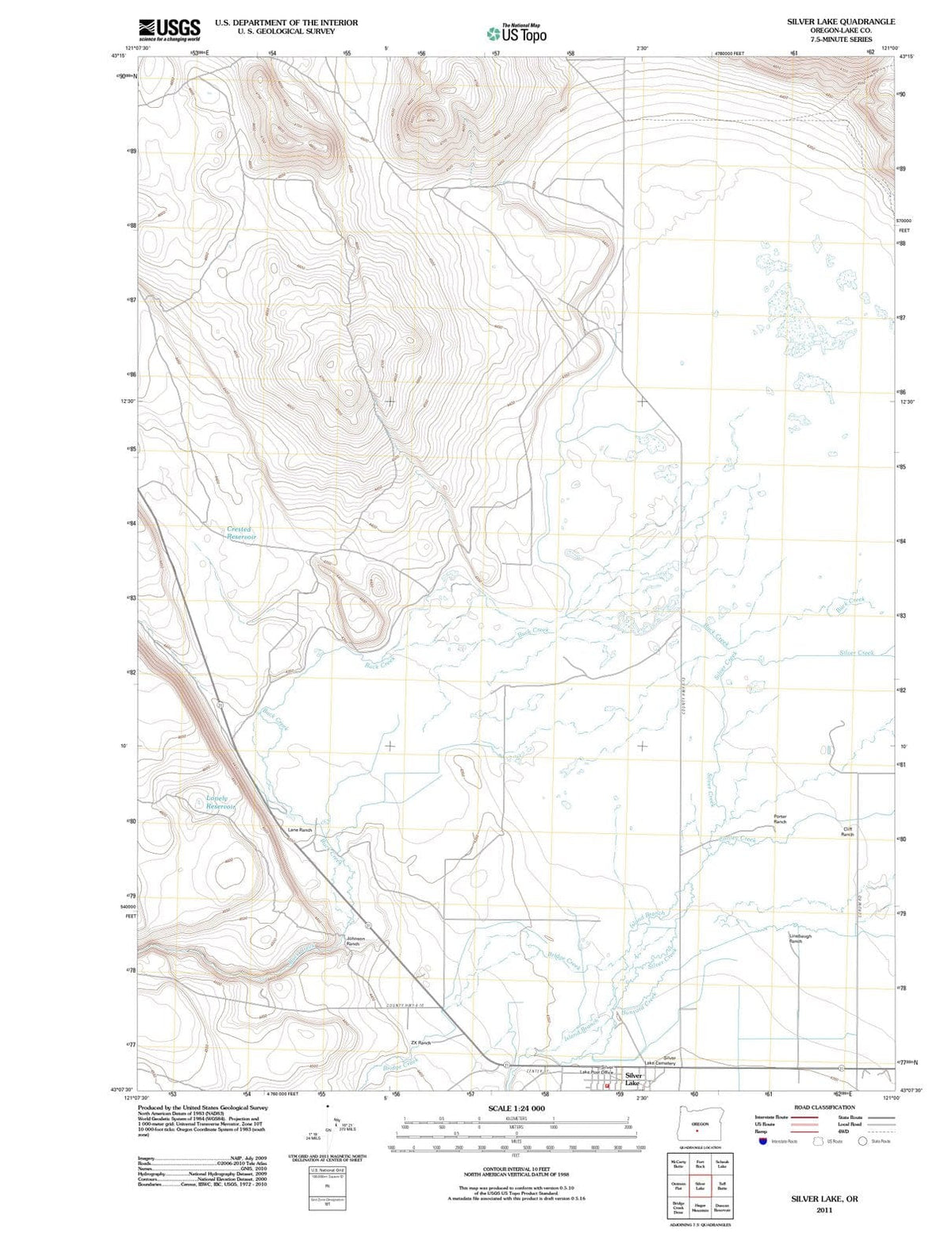 2011 Silver Lake, OR - Oregon - USGS Topographic Map