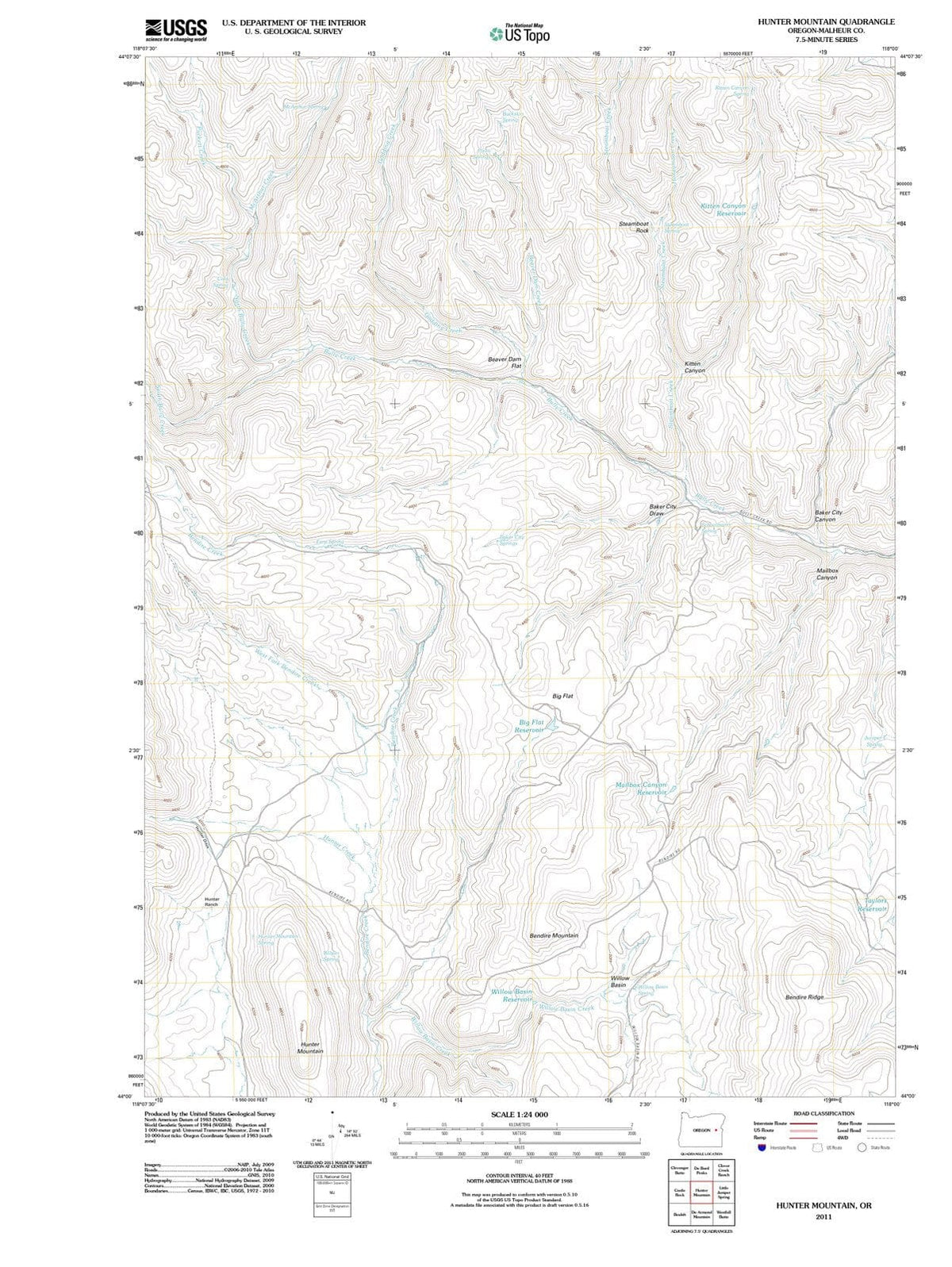 2011 Hunter Mountain, OR - Oregon - USGS Topographic Map