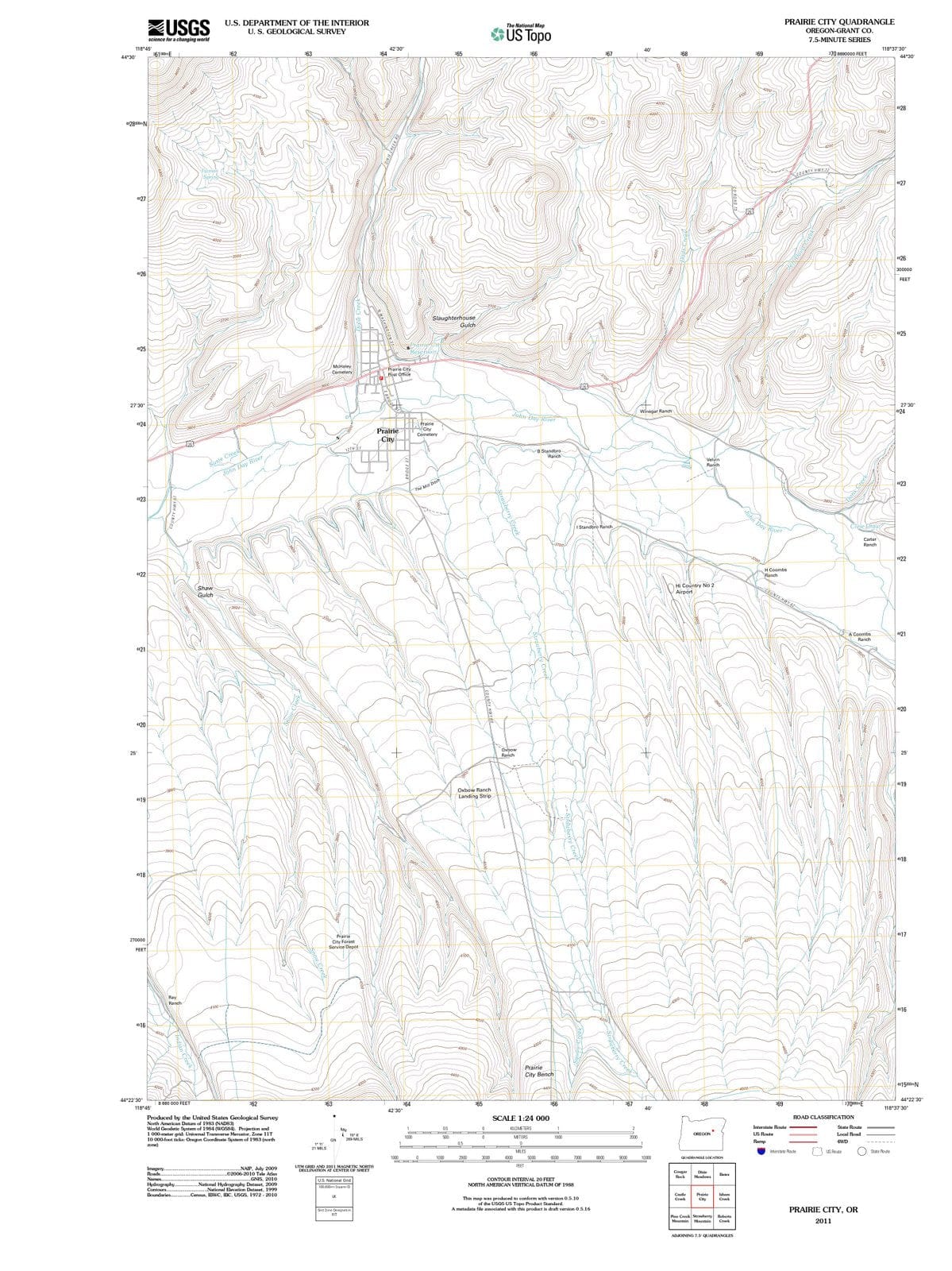 2011 Prairie City, OR - Oregon - USGS Topographic Map