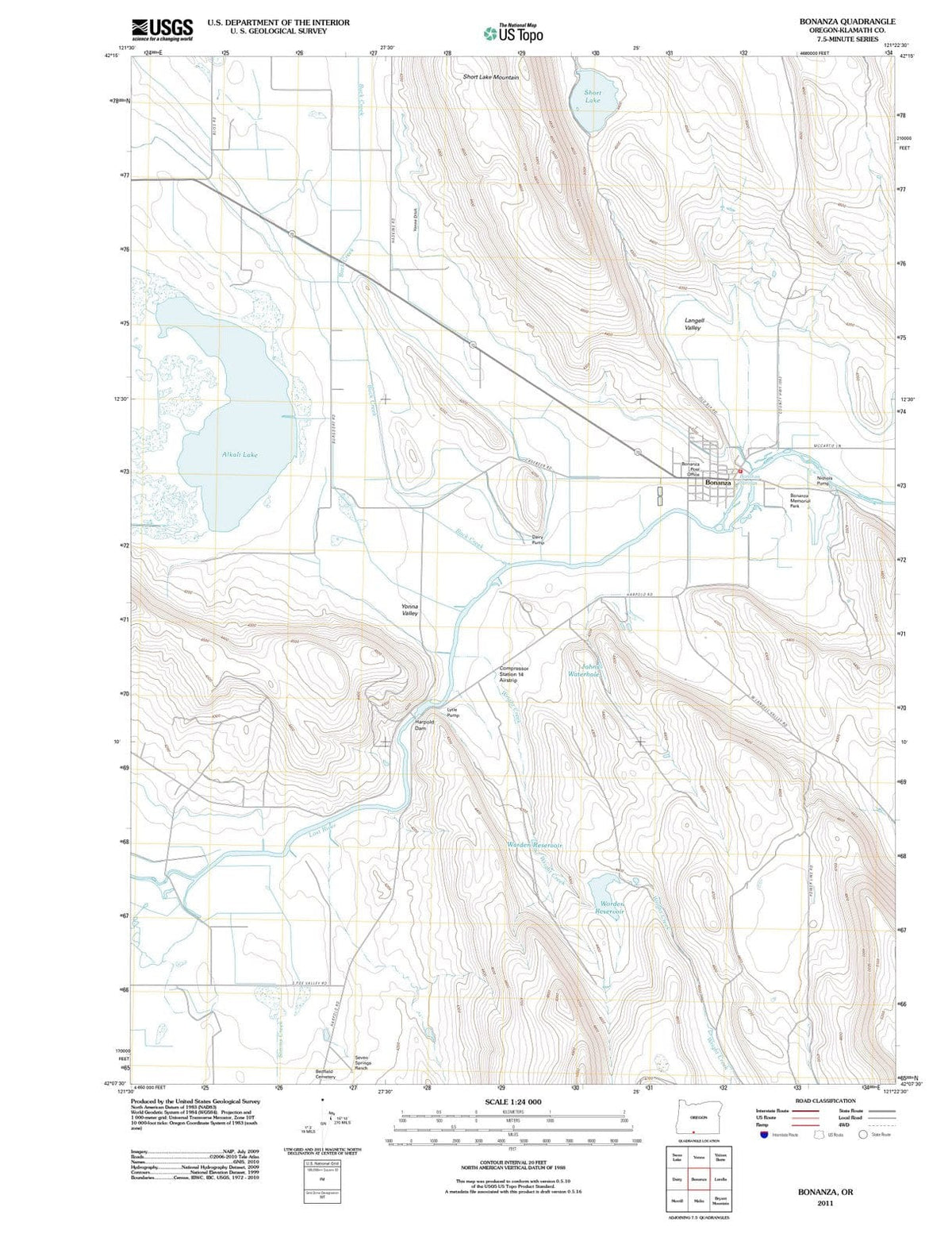 2011 Bonanza, OR - Oregon - USGS Topographic Map