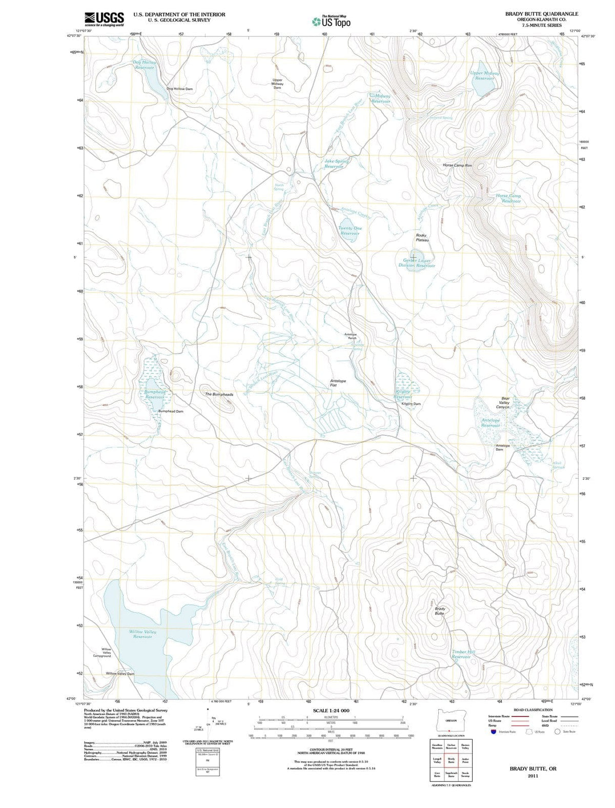 2011 Brady Butte, OR - Oregon - USGS Topographic Map