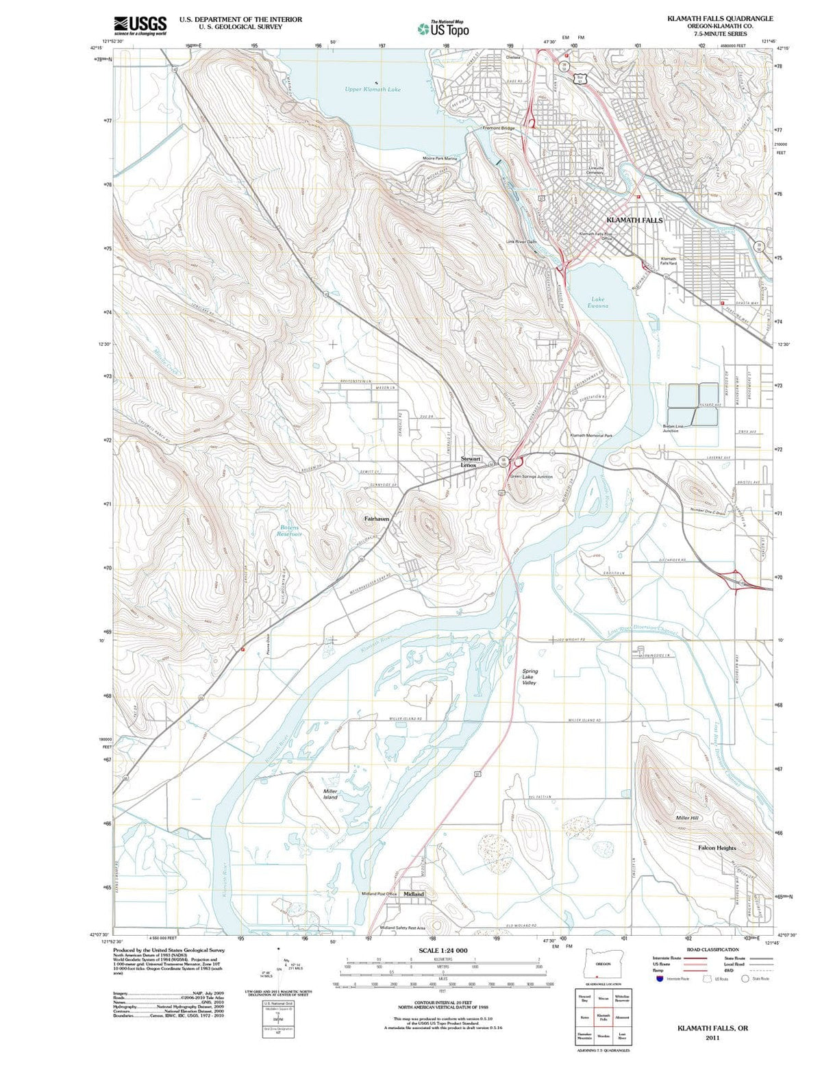 2011 Klamath Falls, OR - Oregon - USGS Topographic Map