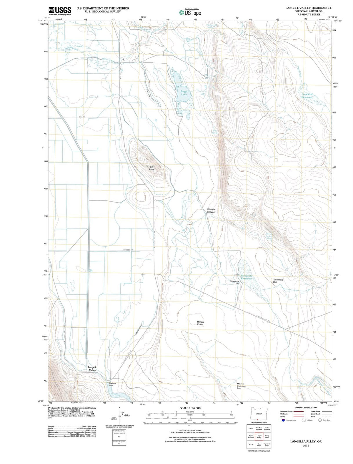 2011 Langell Valley, OR - Oregon - USGS Topographic Map