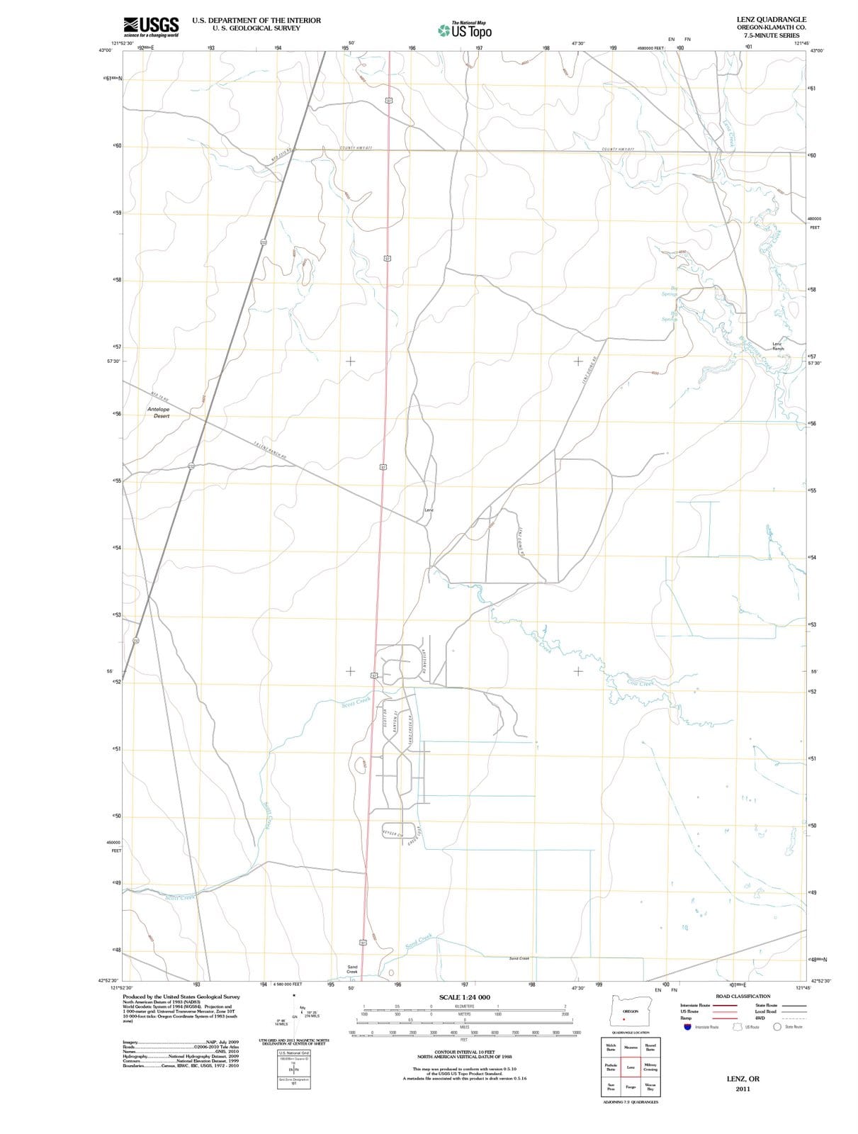 2011 Lenz, OR - Oregon - USGS Topographic Map
