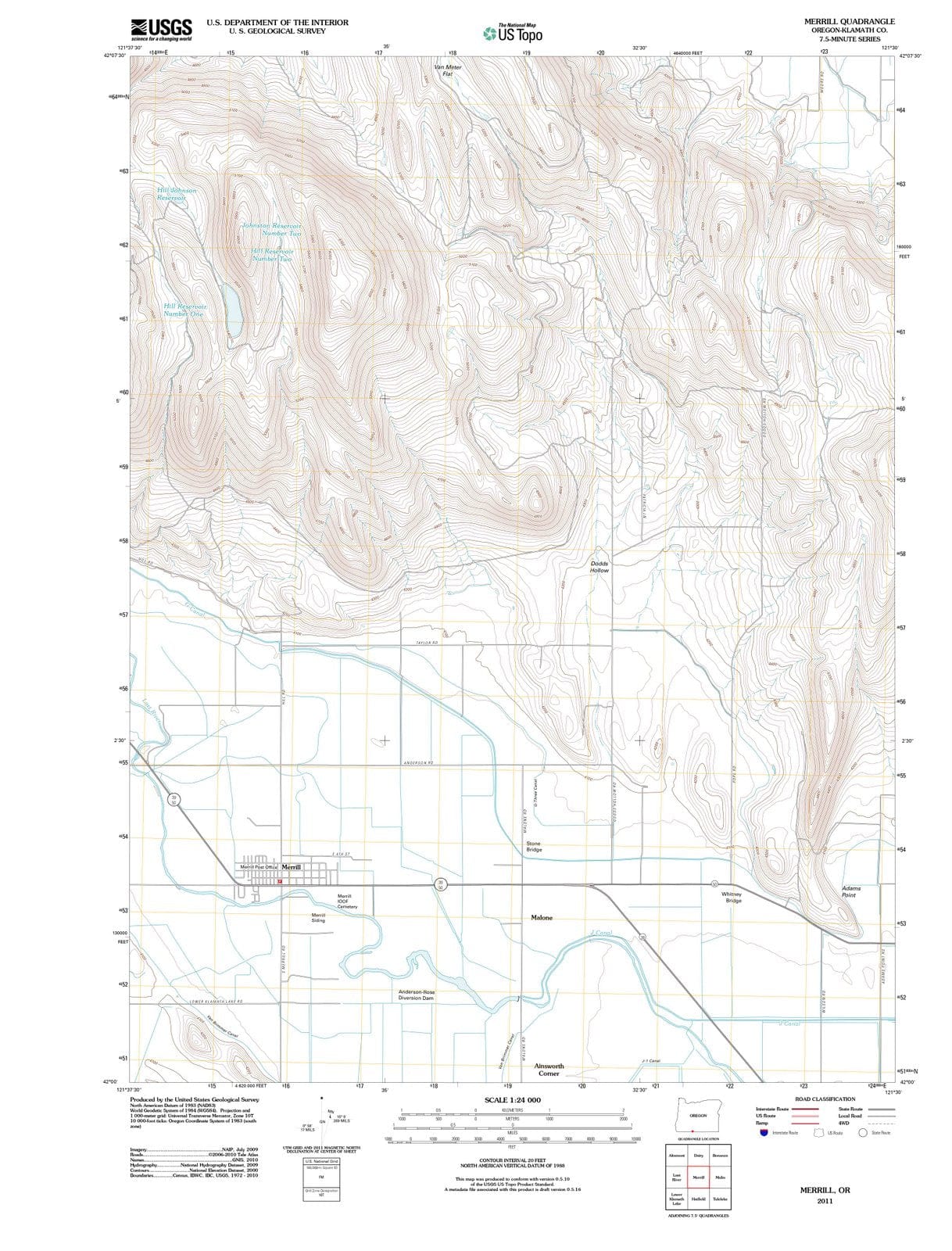 2011 Merrill, OR - Oregon - USGS Topographic Map