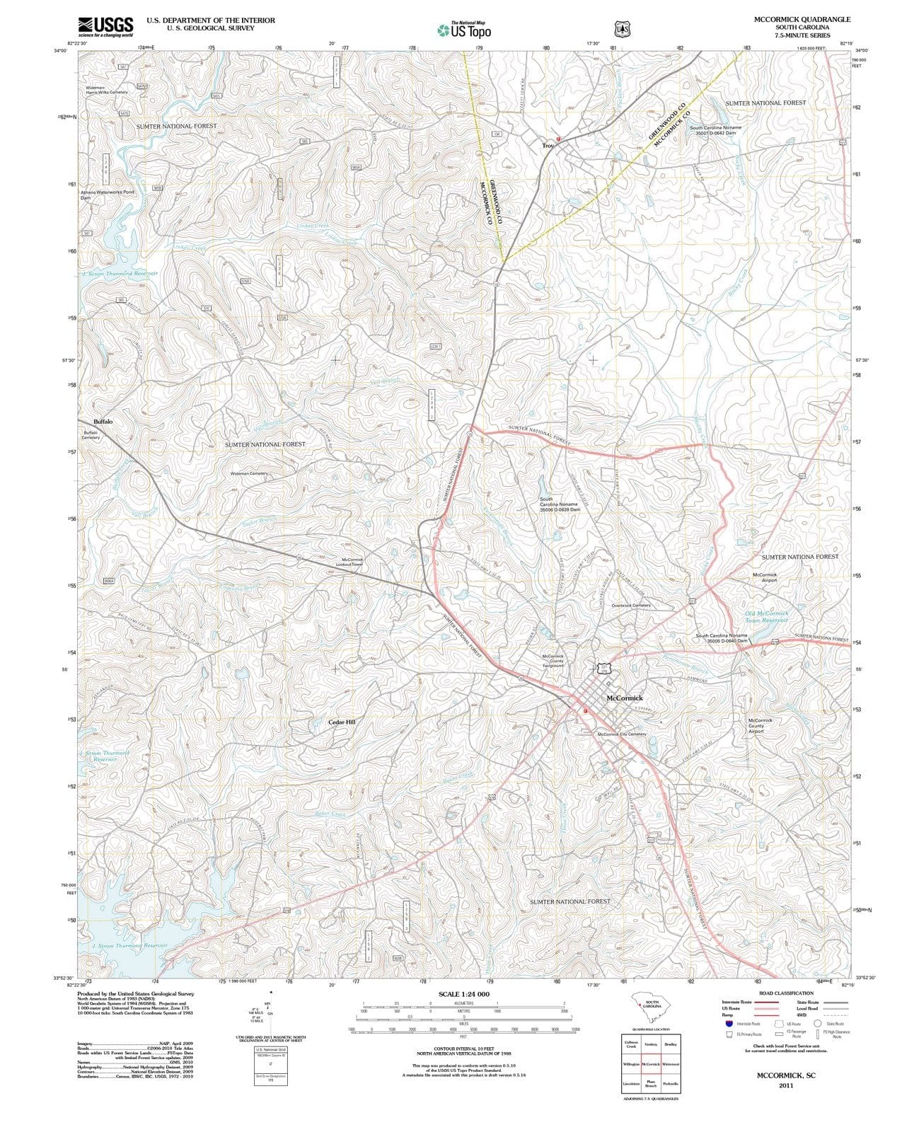 2011 McCormick, SC - South Carolina - USGS Topographic Map