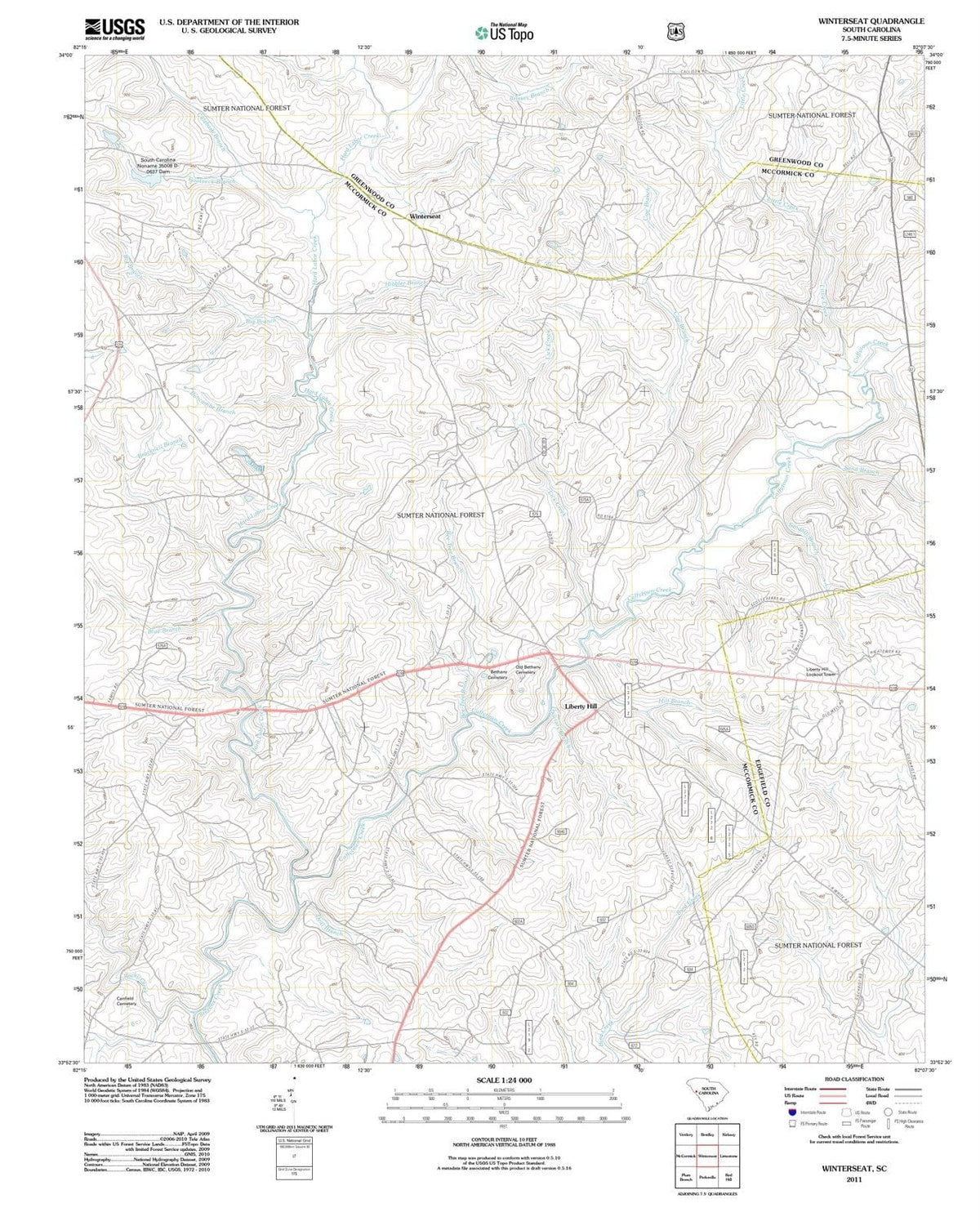 2011 Winterseat, SC - South Carolina - USGS Topographic Map