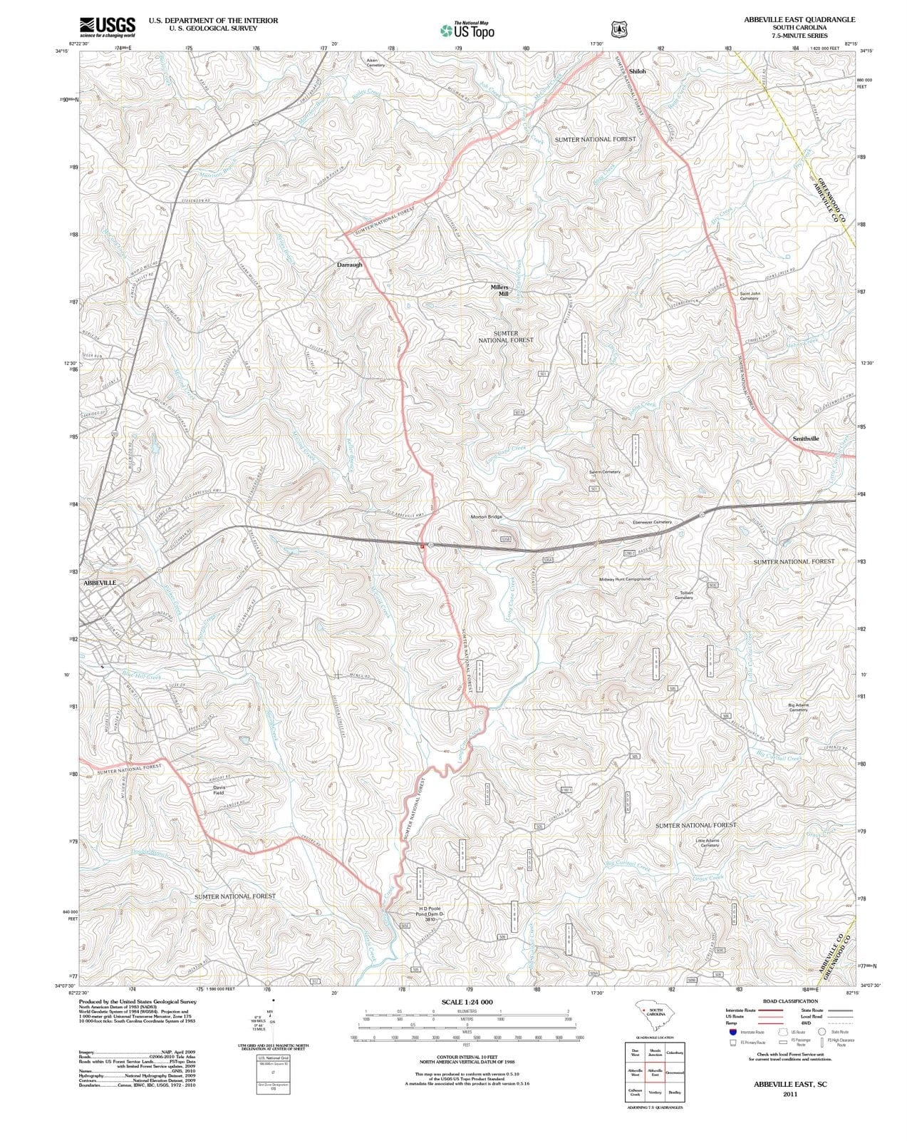 2011 Abbeville East, SC - South Carolina - USGS Topographic Map