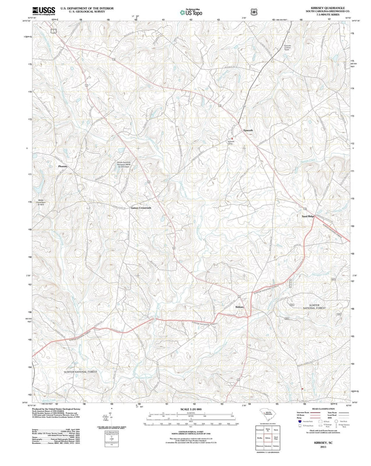 2011 Kirksey, SC - South Carolina - USGS Topographic Map