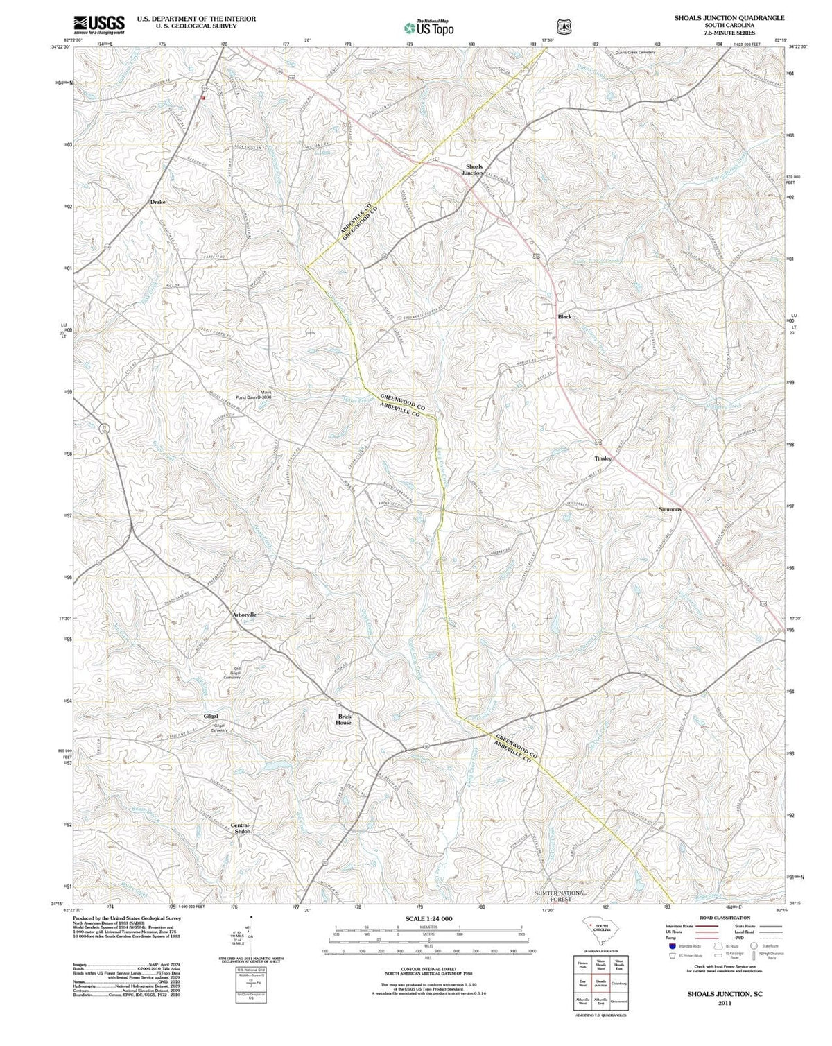 2011 Shoals Junction, SC - South Carolina - USGS Topographic Map