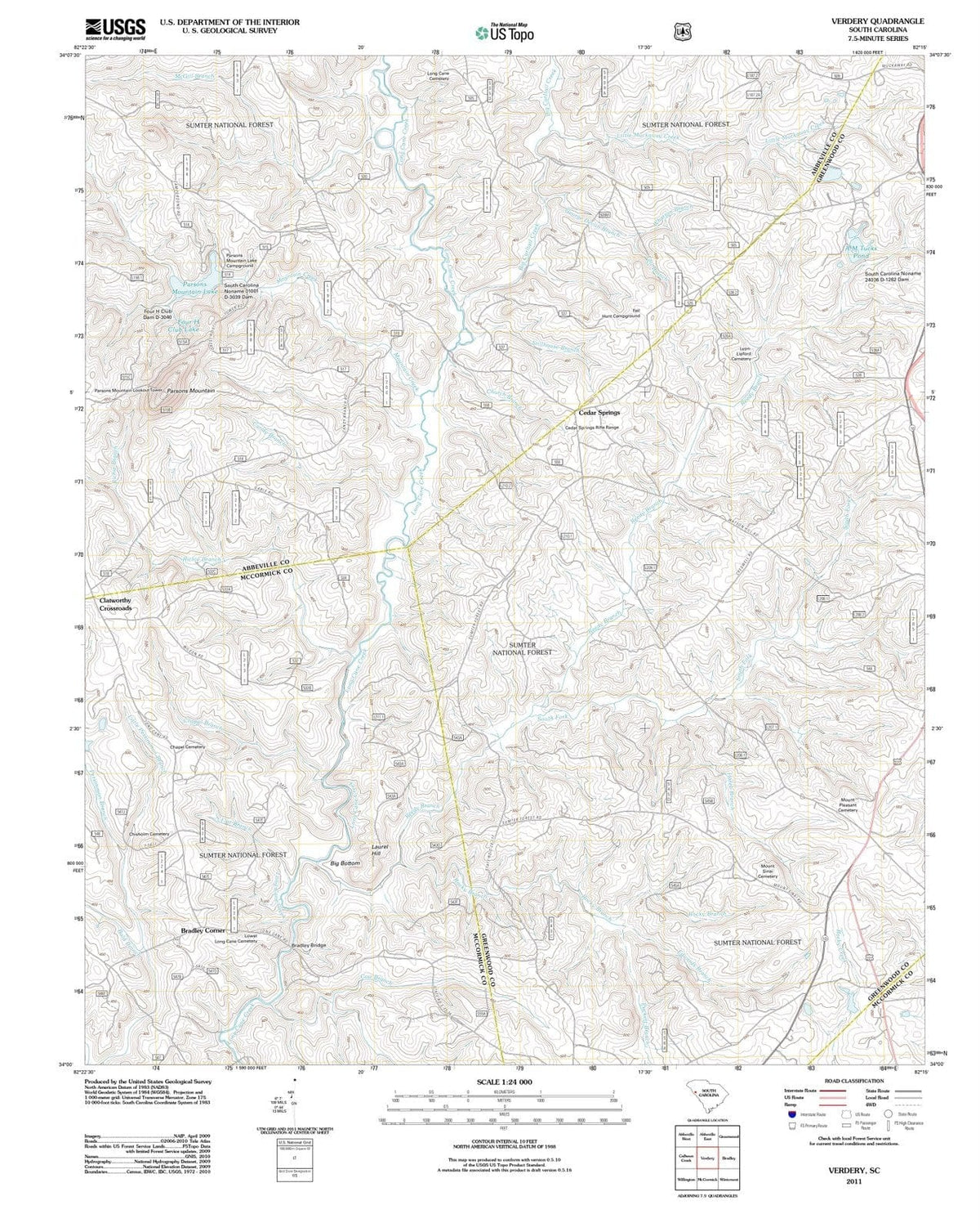 2011 Verdery, SC - South Carolina - USGS Topographic Map
