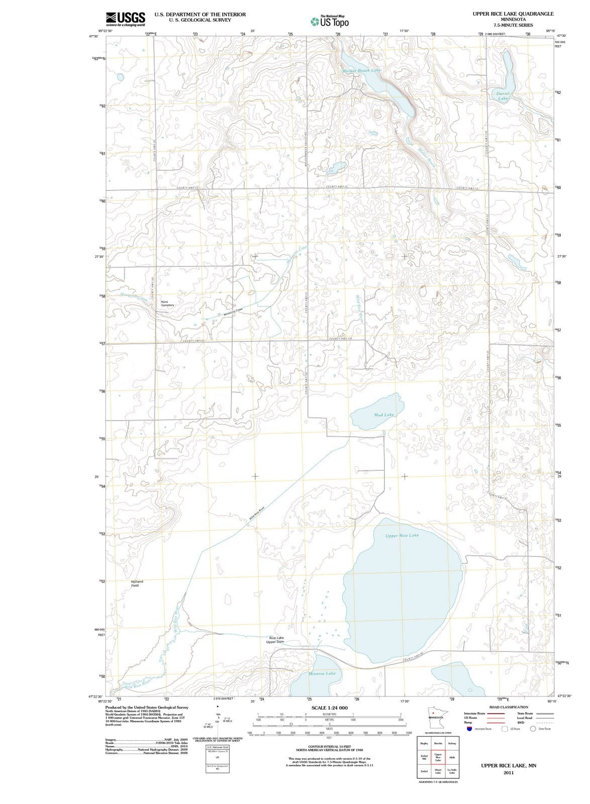 2011 Upper Rice Lake, MN - Minnesota - USGS Topographic Map