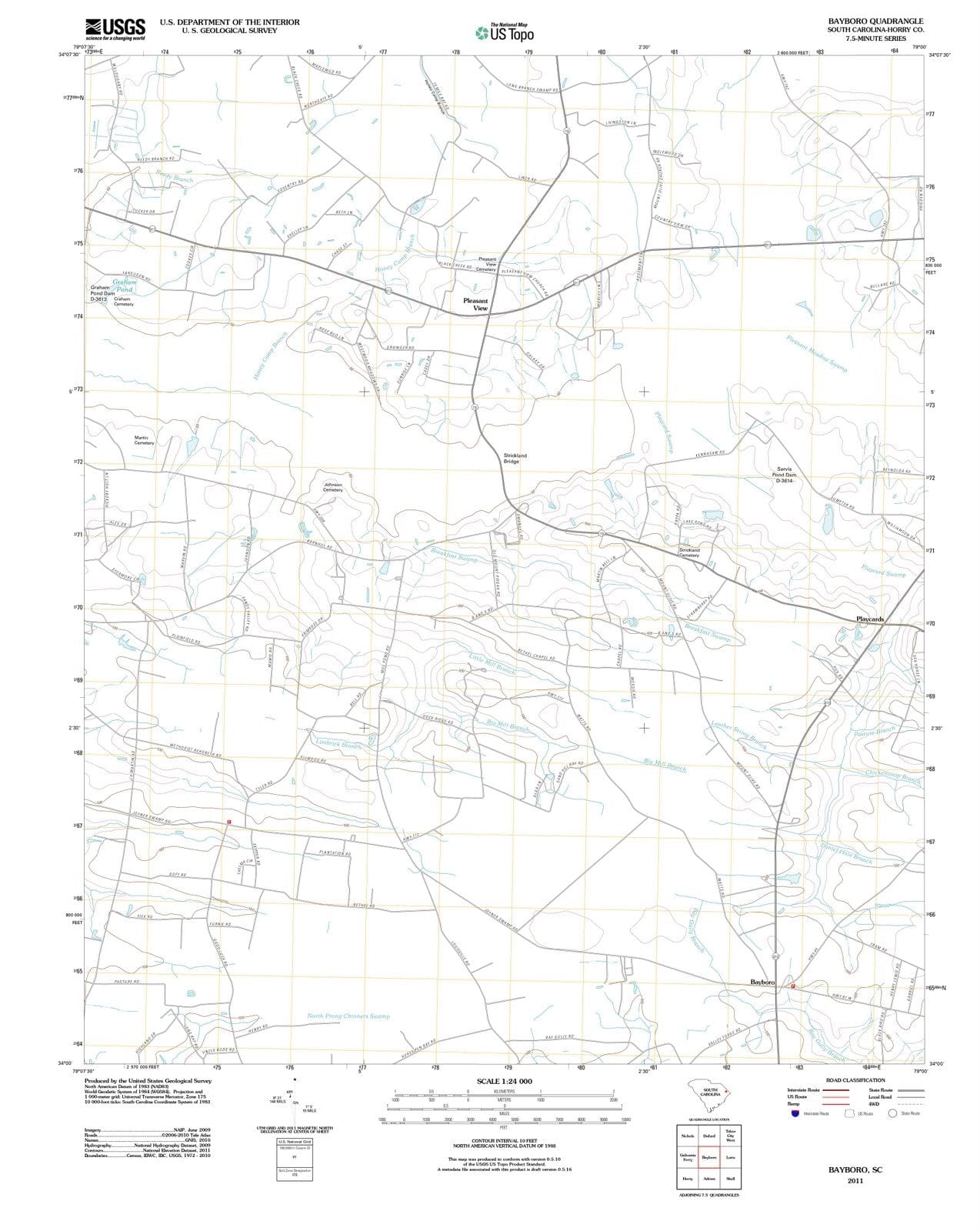 2011 Bayboro, SC - South Carolina - USGS Topographic Map