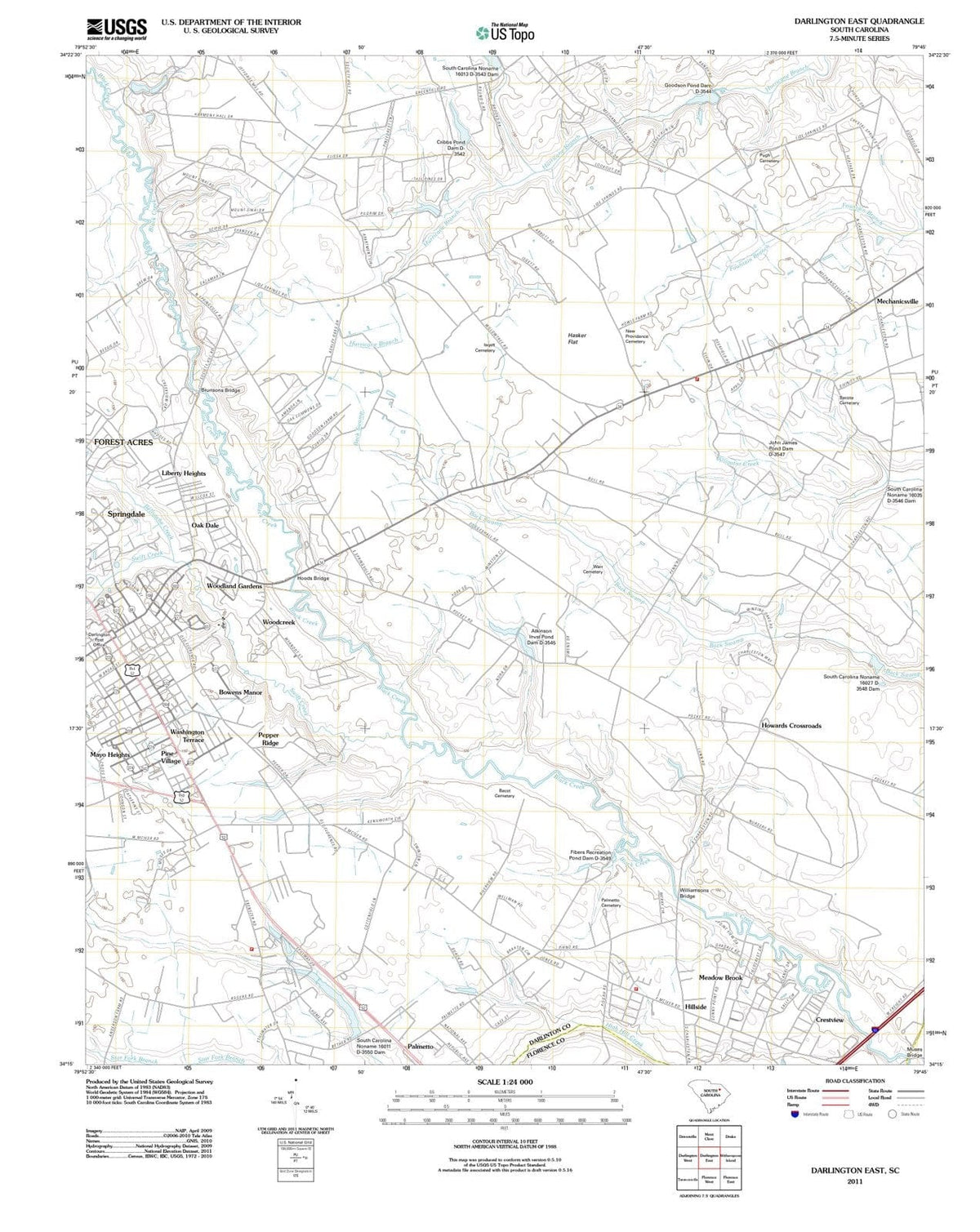 2011 Darlington East, SC - South Carolina - USGS Topographic Map