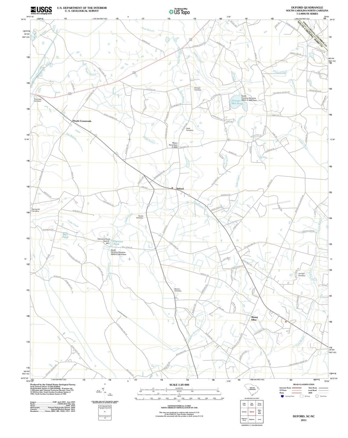 2011 Duford, SC - South Carolina - USGS Topographic Map