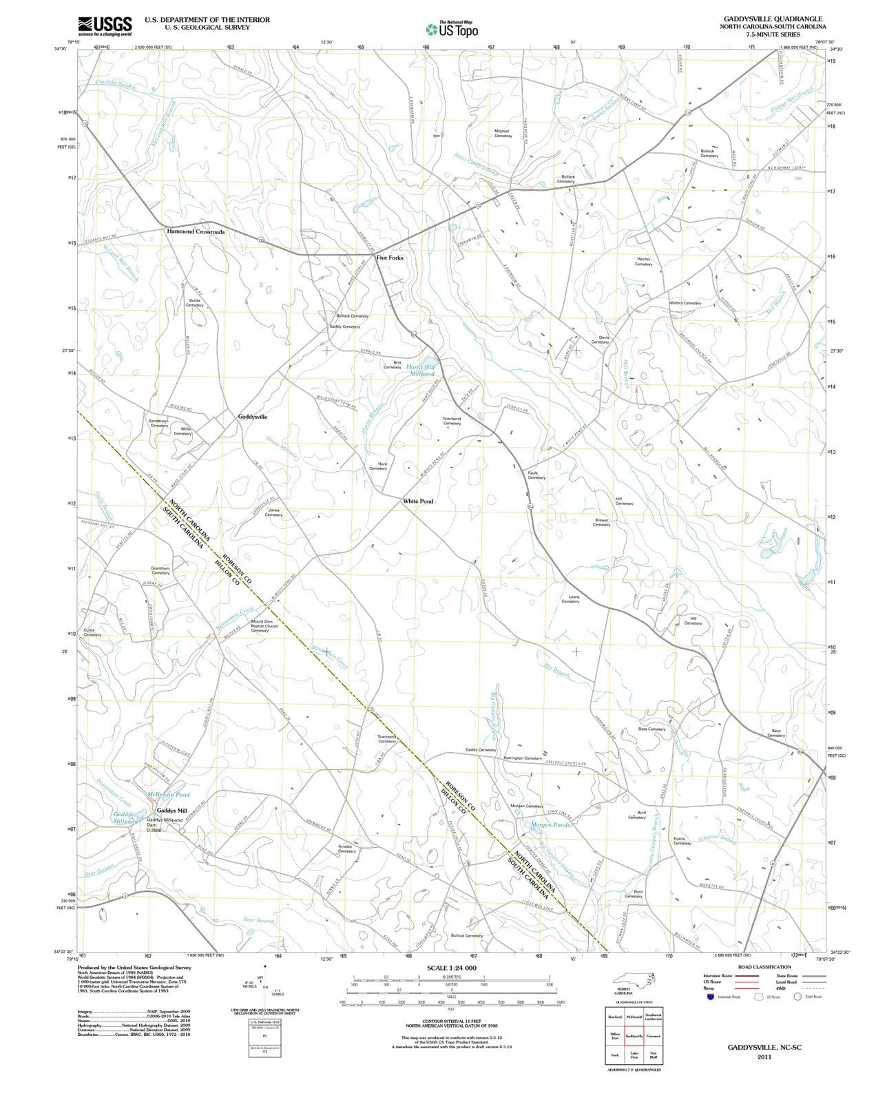 2011 Gaddysville, NC - North Carolina - USGS Topographic Map