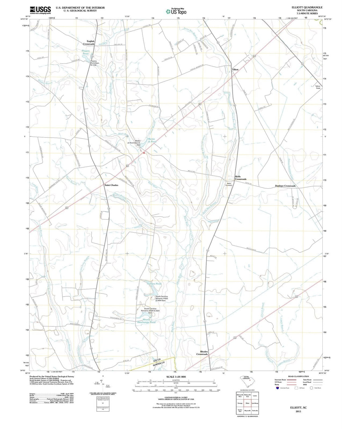 2011 Elliott, SC - South Carolina - USGS Topographic Map