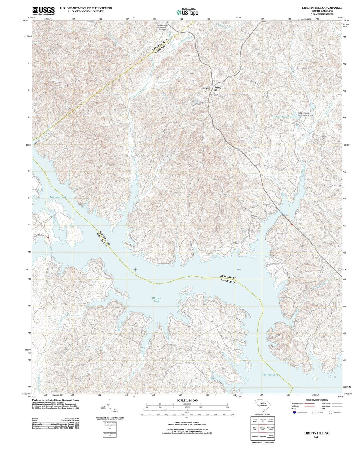 2011 Liberty Hill, SC - South Carolina - USGS Topographic Map