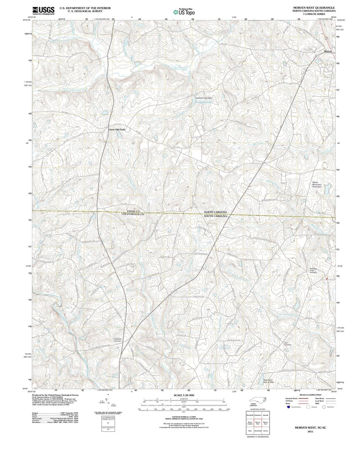 2011 Morven West, NC - North Carolina - USGS Topographic Map