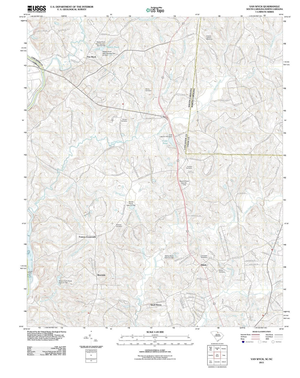 2011 Van Wyck, SC - South Carolina - USGS Topographic Map