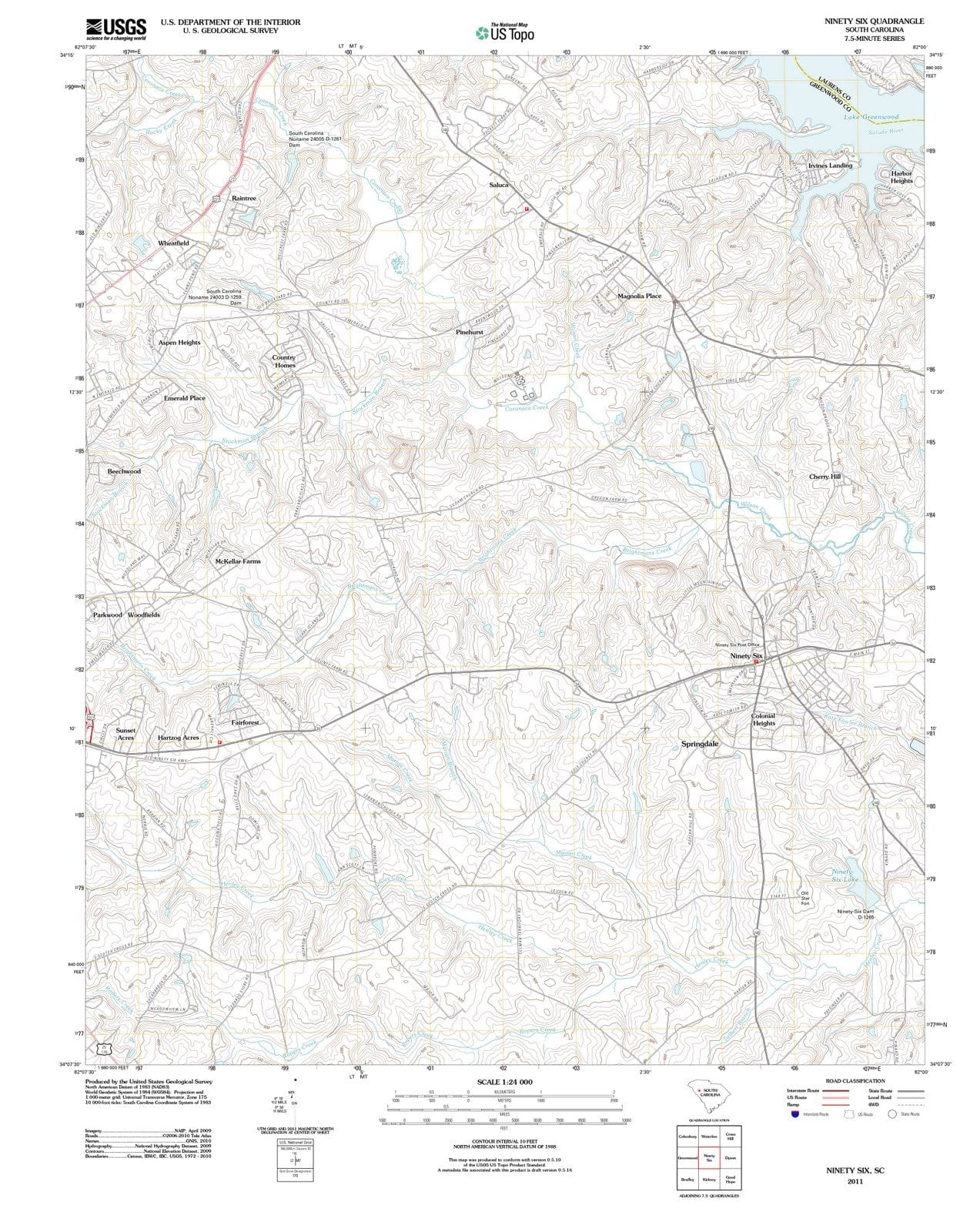 2011 Ninety Six, SC - South Carolina - USGS Topographic Map