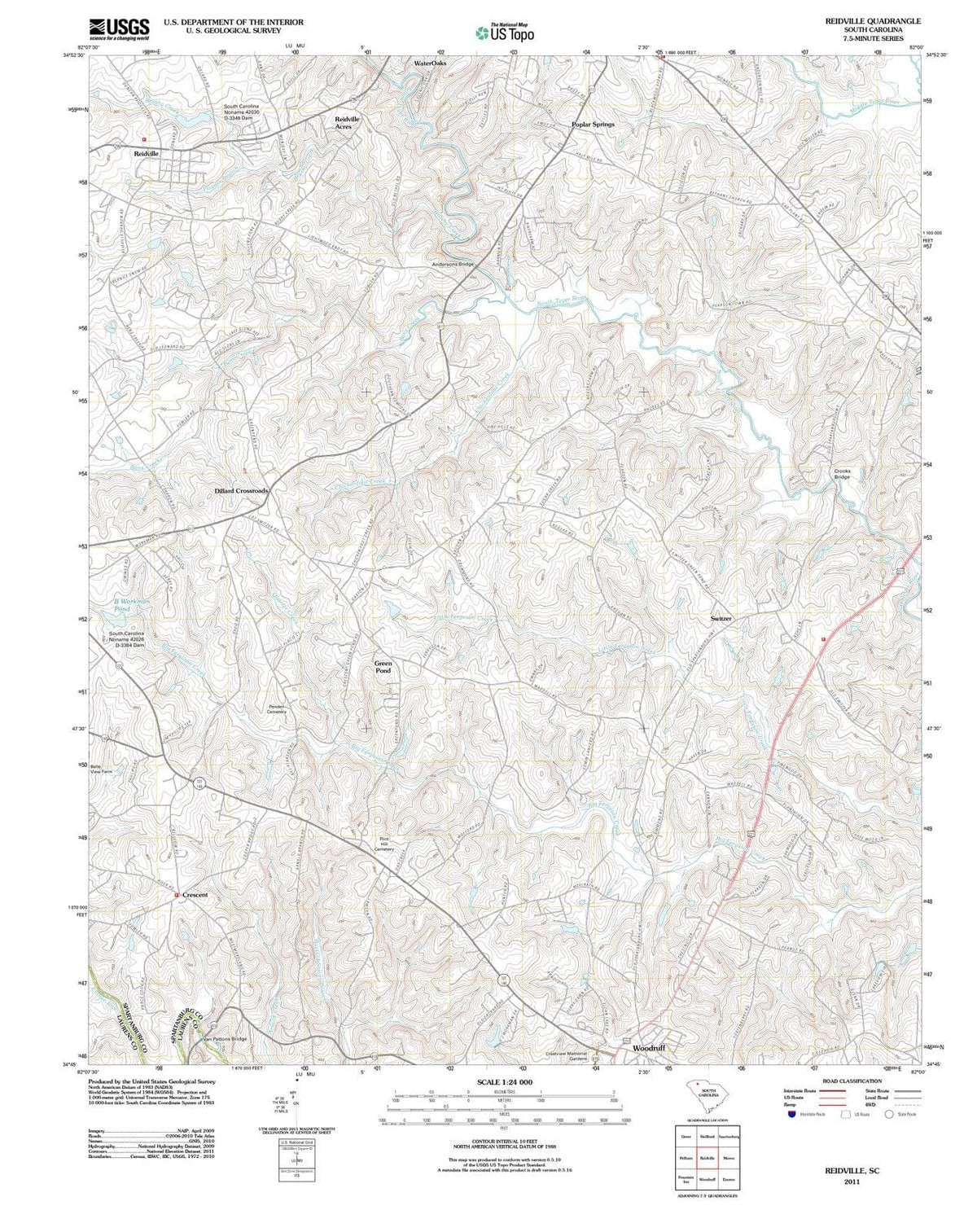 2011 Reidville, SC - South Carolina - USGS Topographic Map