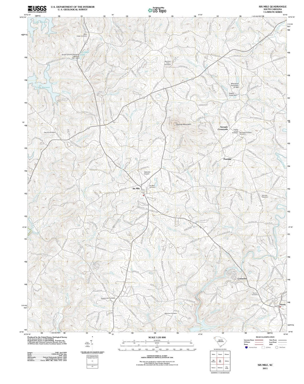 2011 Six Mile, SC - South Carolina - USGS Topographic Map