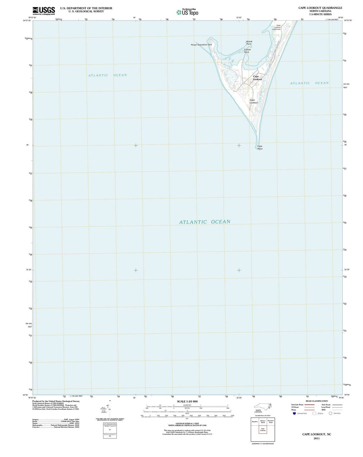 2011 Cape Lookout, NC - North Carolina - USGS Topographic Map