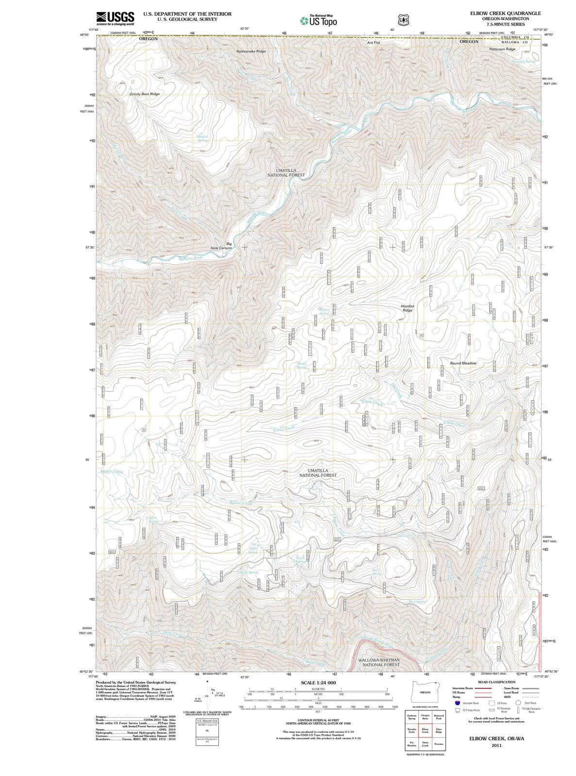 2011 Elbow Creek, OR - Oregon - USGS Topographic Map