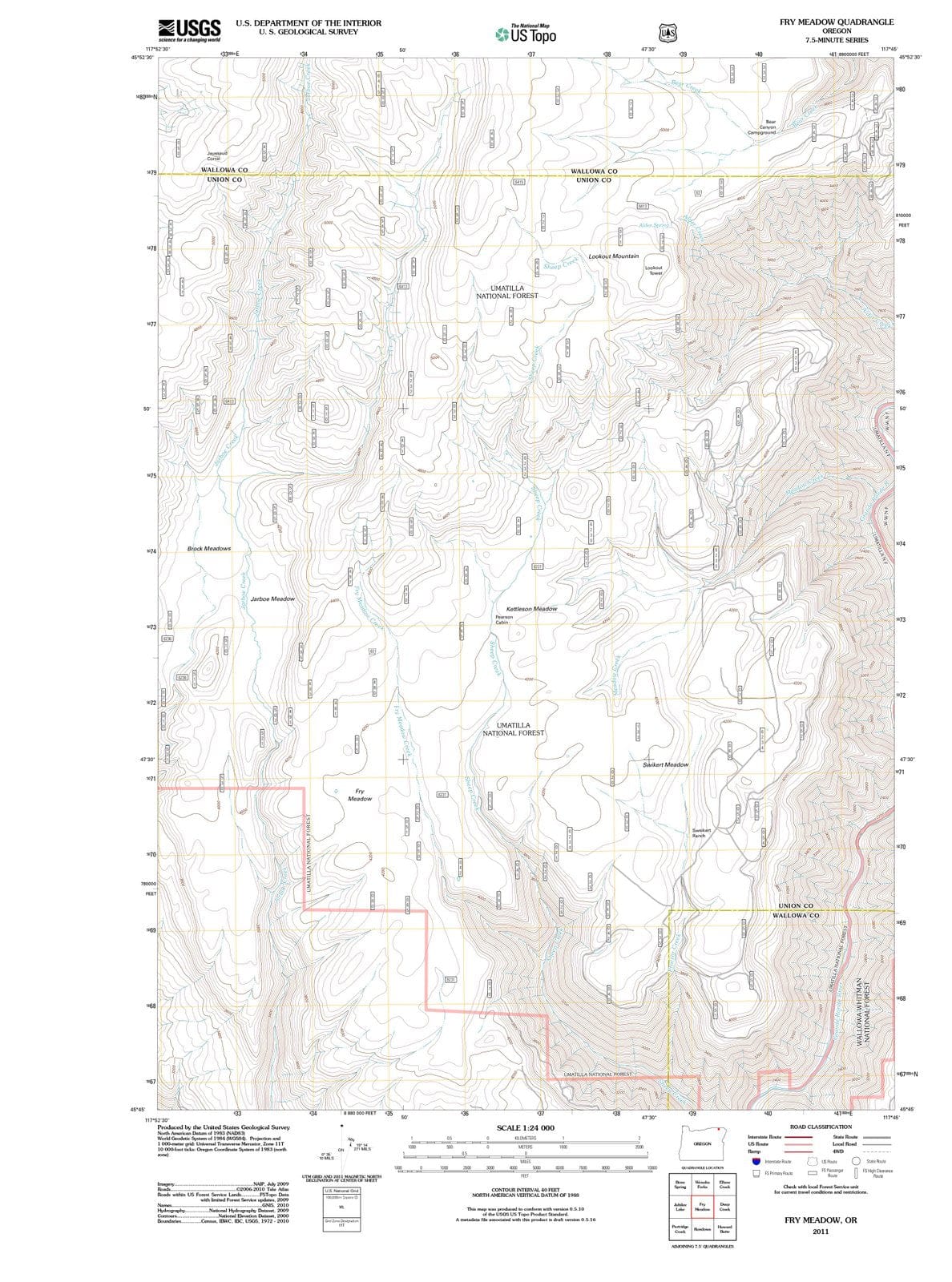 2011 Fry Meadow, OR - Oregon - USGS Topographic Map