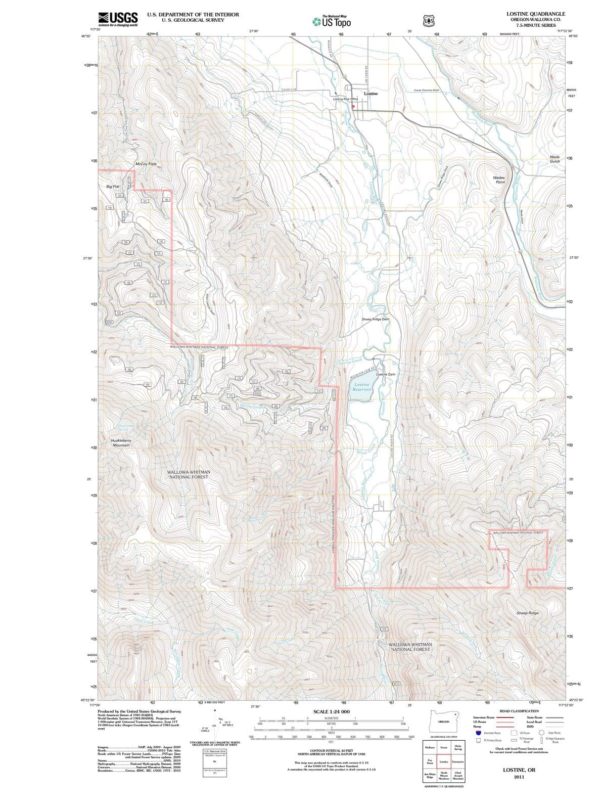 2011 Lostine, OR - Oregon - USGS Topographic Map