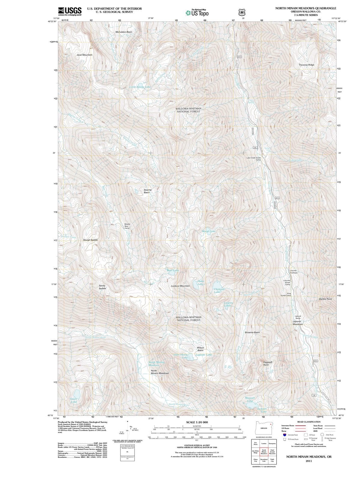 2011 North Minam Meadows, OR - Oregon - USGS Topographic Map