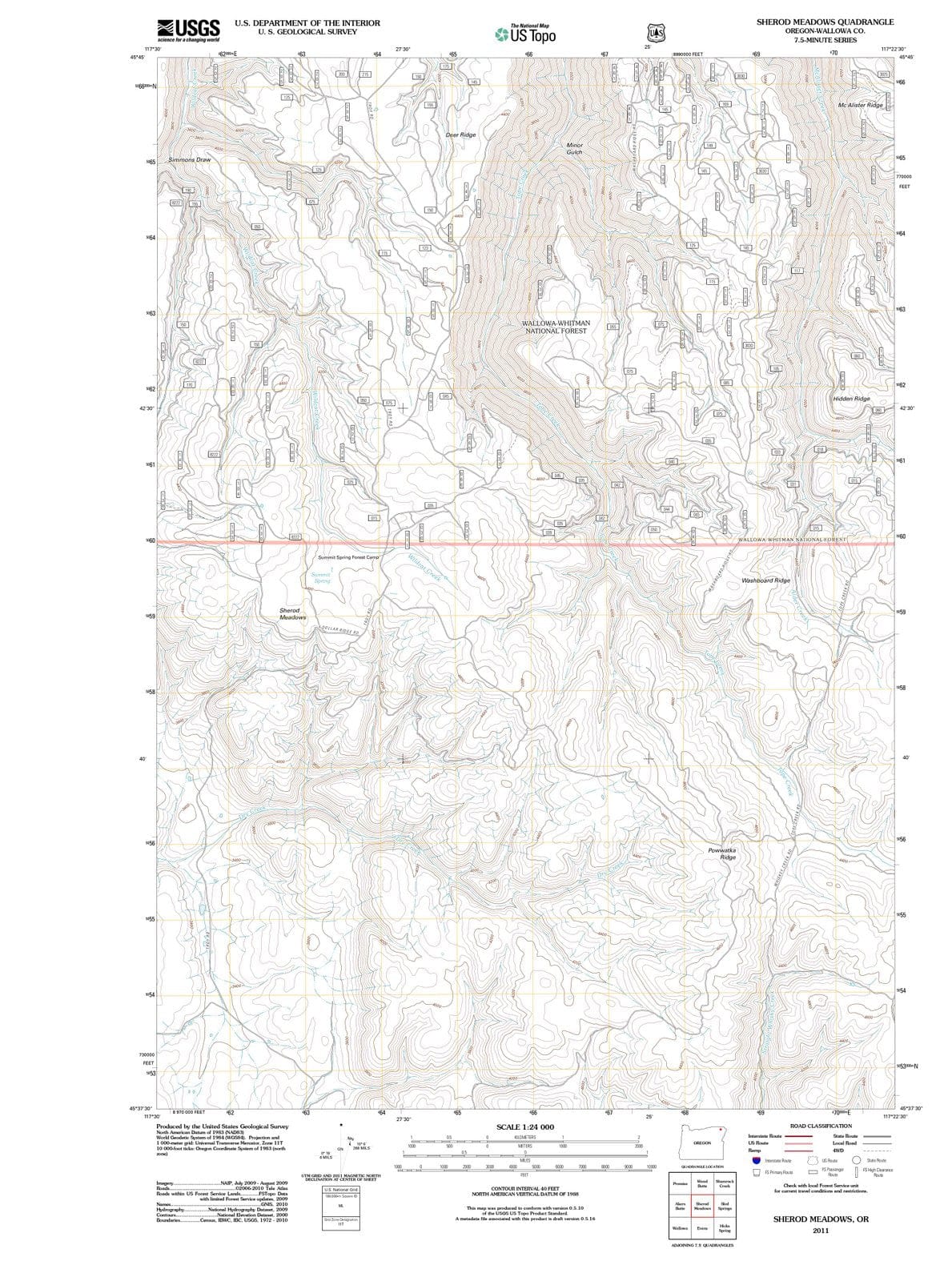 2011 Sherod Meadows, OR - Oregon - USGS Topographic Map