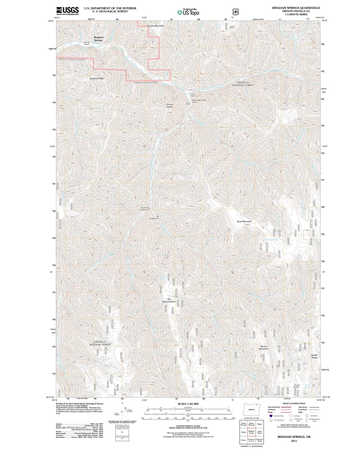 2011 Bingham Springs, OR - Oregon - USGS Topographic Map