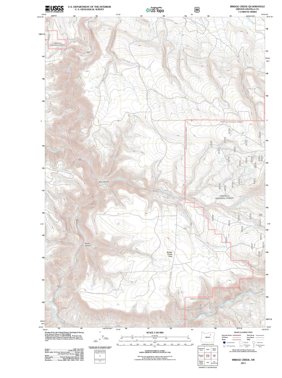 2011 Bridge Creek, OR - Oregon - USGS Topographic Map