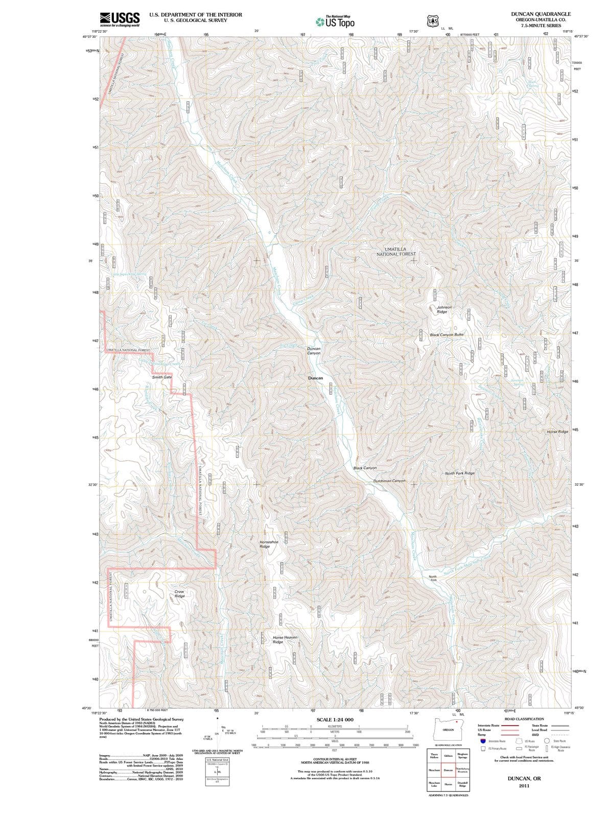 2011 Duncan, OR - Oregon - USGS Topographic Map