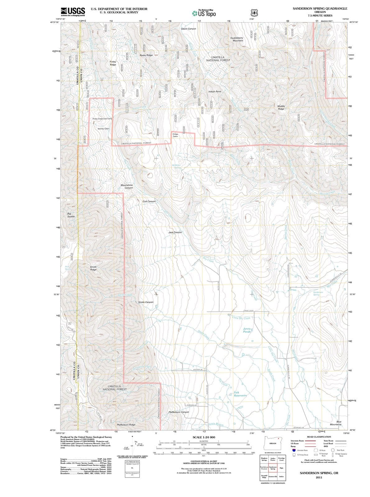 2011 Sanderson Spring, OR - Oregon - USGS Topographic Map