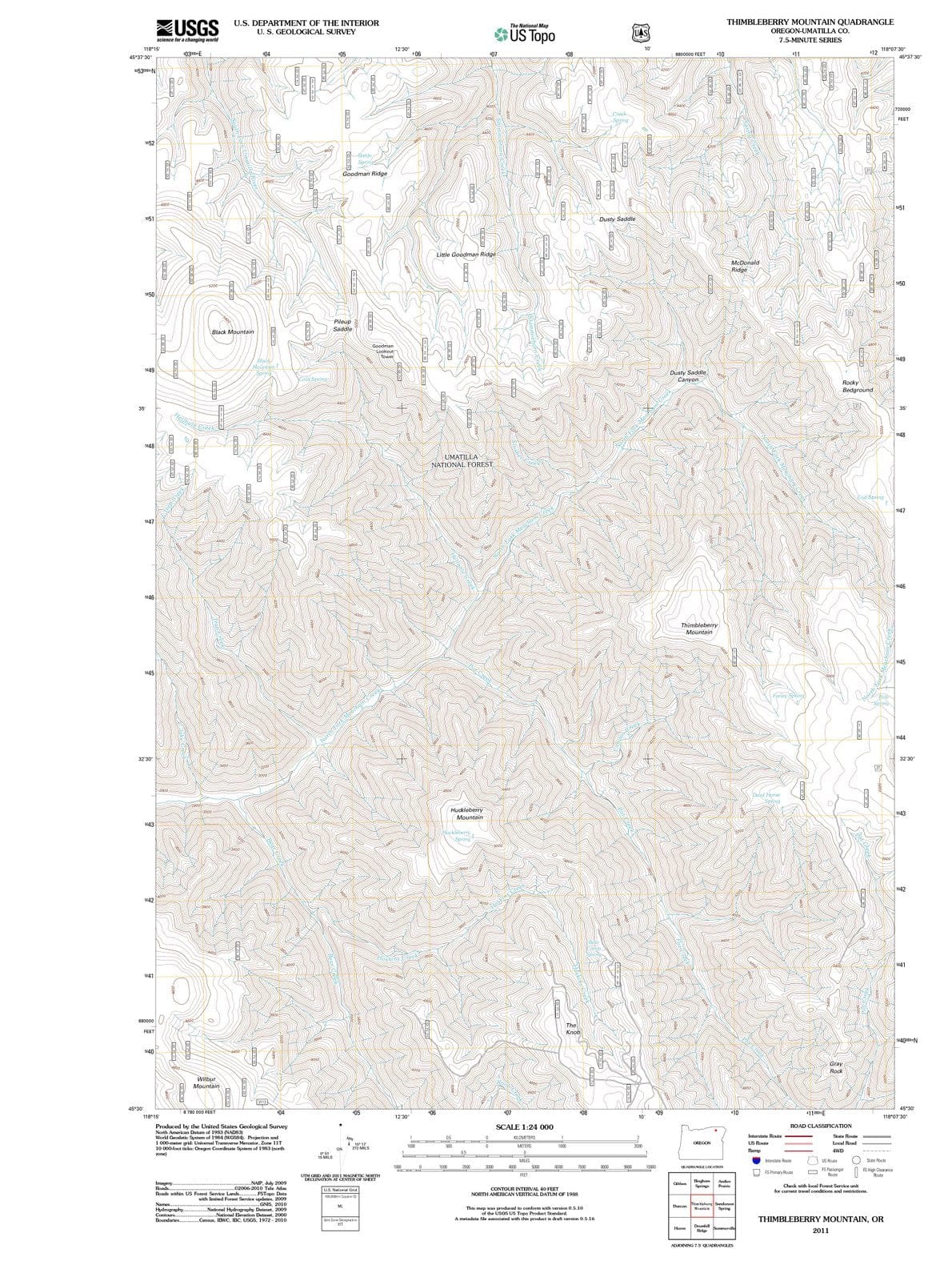 2011 Thimbleberry Mountain, OR - Oregon - USGS Topographic Map