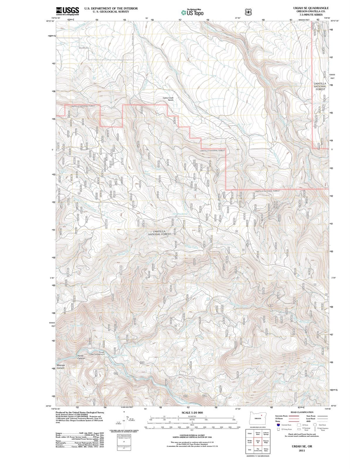 2011 Ukiah, OR - Oregon - USGS Topographic Map v2