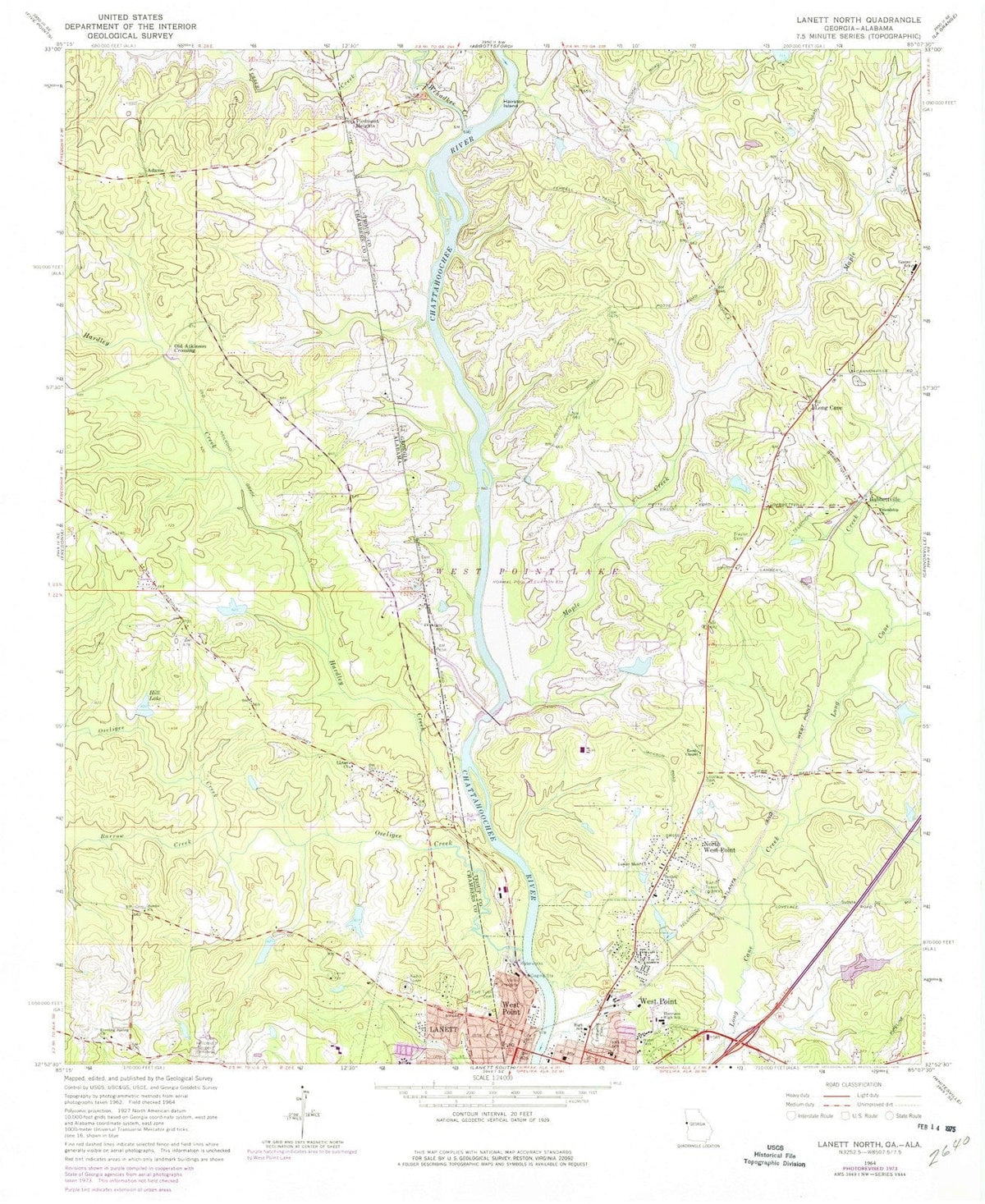 1964 Lanett North, AL - Alabama - USGS Topographic Map