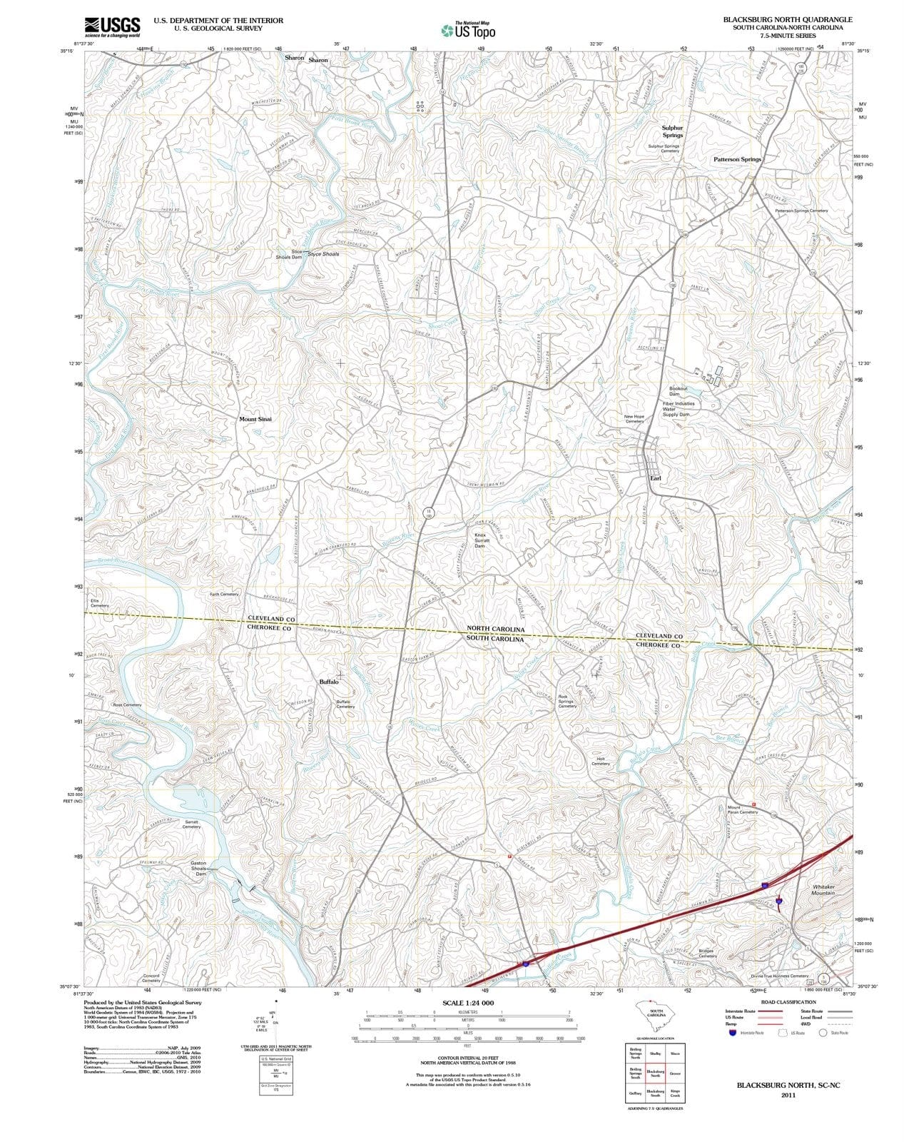 2011 Blacksburg North, SC - South Carolina - USGS Topographic Map