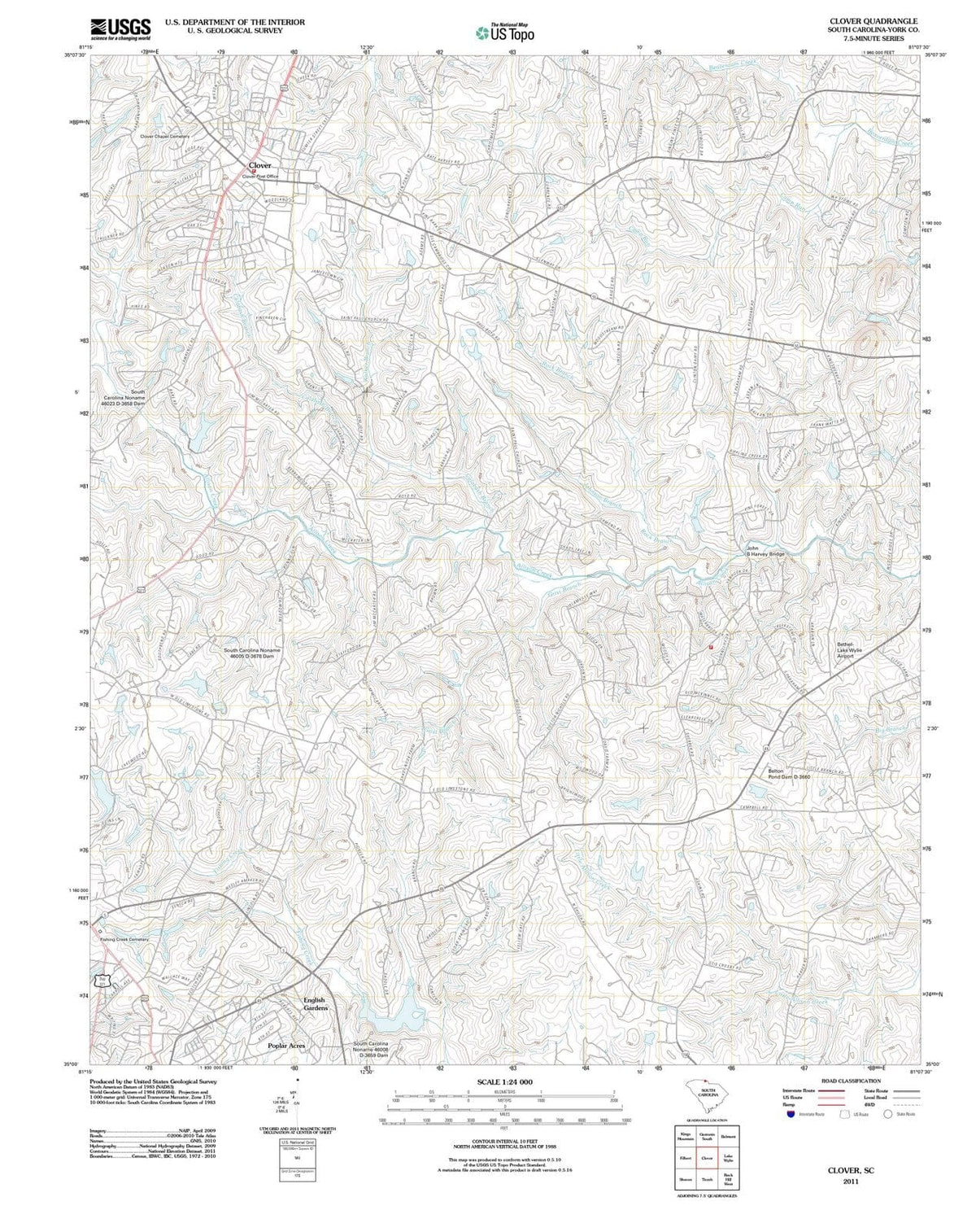 2011 Clover, SC - South Carolina - USGS Topographic Map