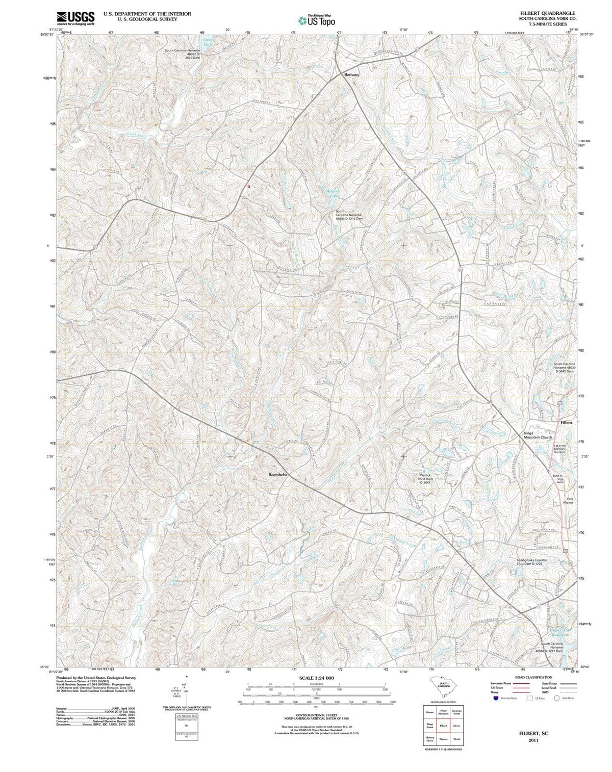 2011 Filbert, SC - South Carolina - USGS Topographic Map