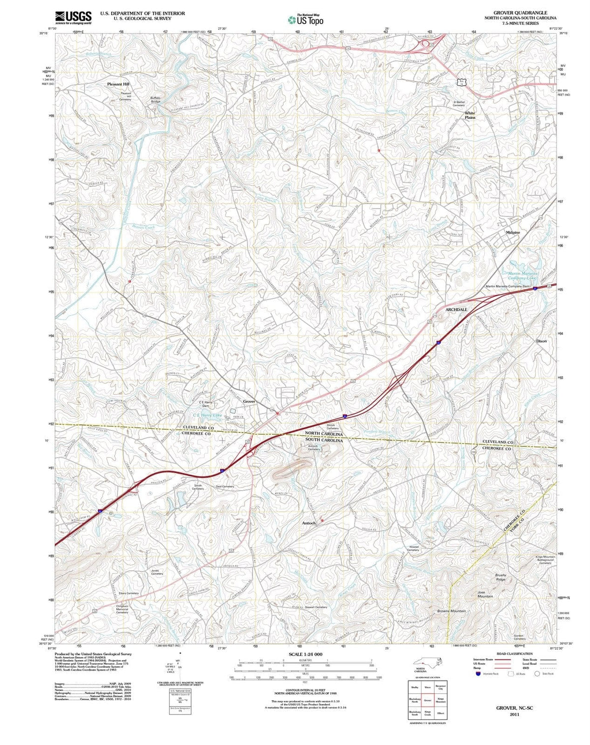 2011 Grover, NC - North Carolina - USGS Topographic Map