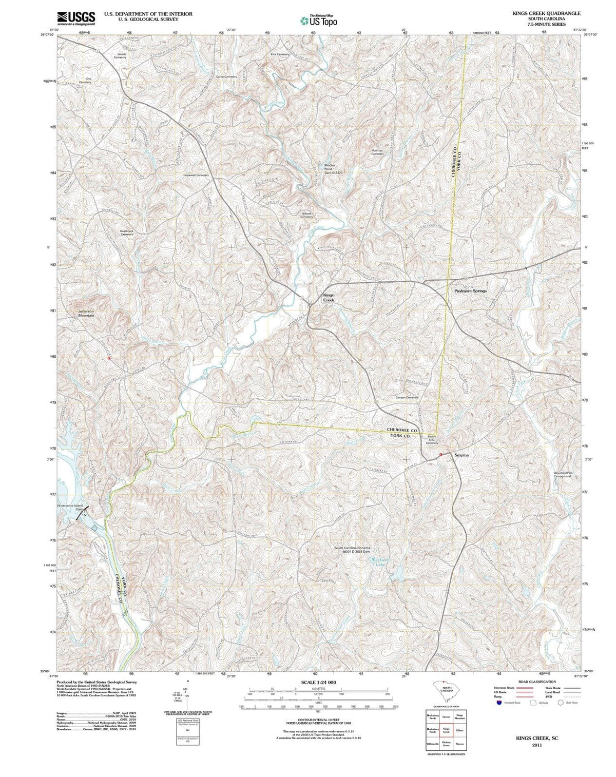 2011 Kings Creek, SC - South Carolina - USGS Topographic Map