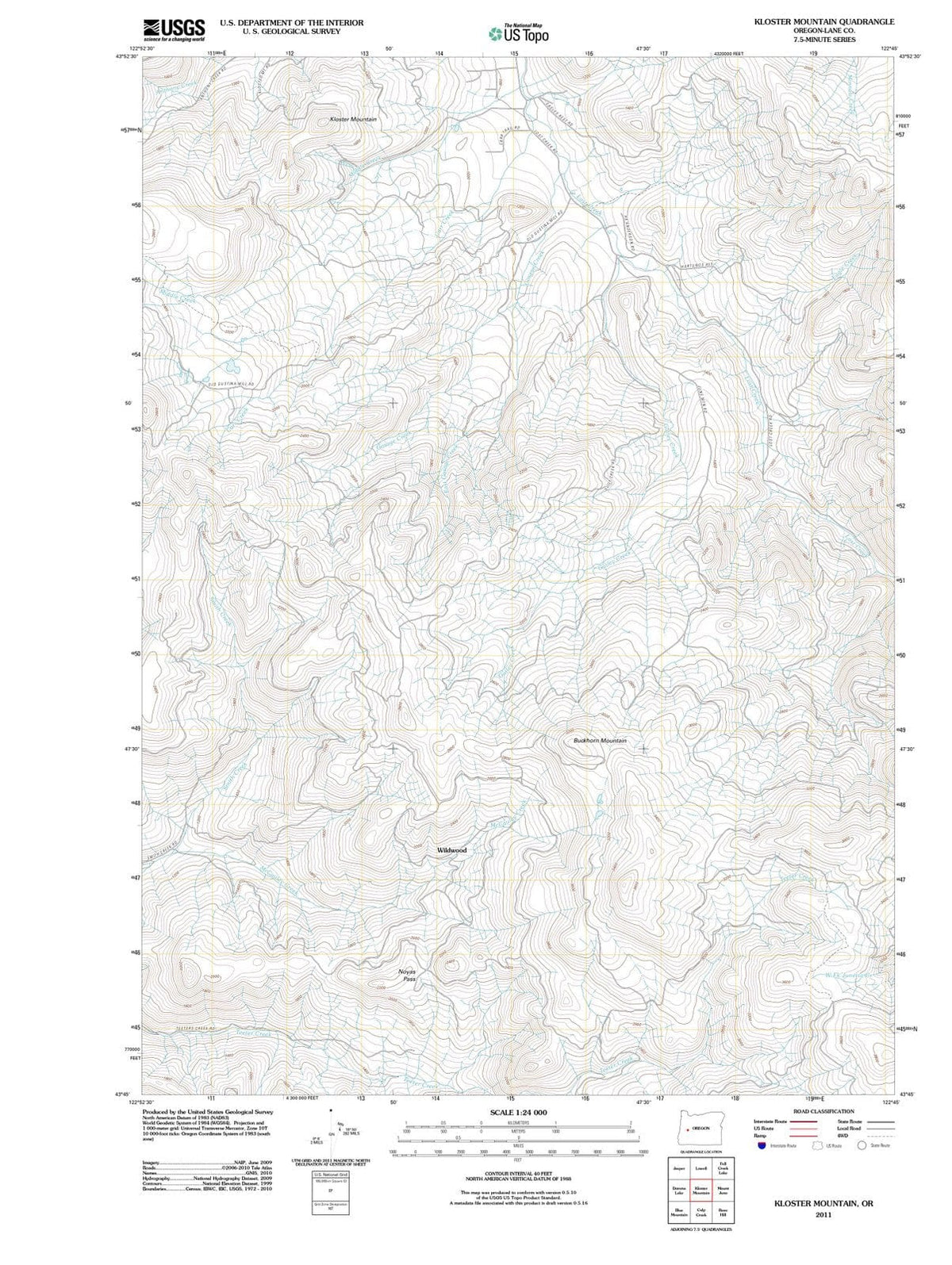 2011 Kloster Mountain, OR - Oregon - USGS Topographic Map