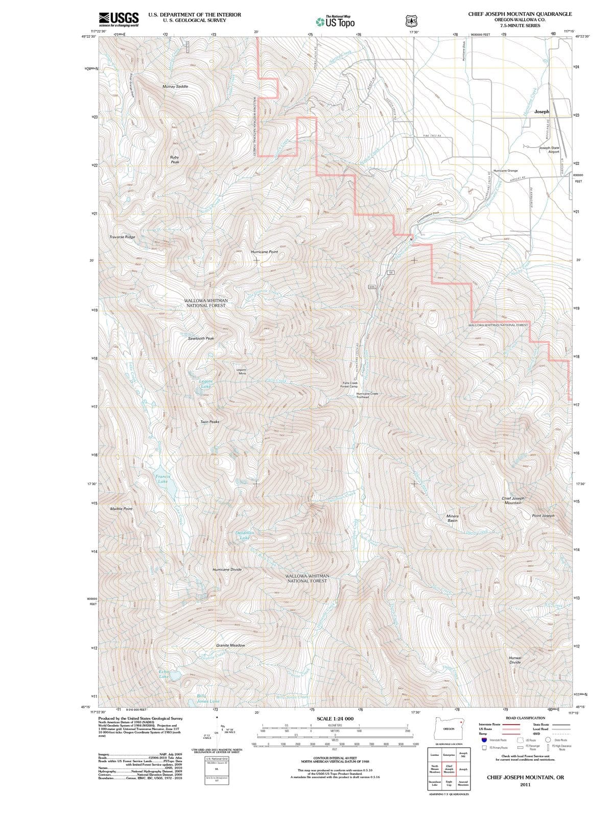 2011 Chief Joseph Mountain, OR - Oregon - USGS Topographic Map