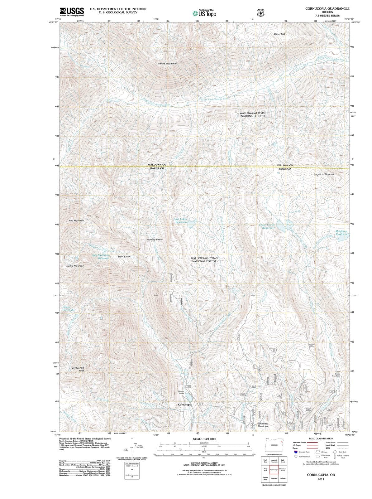 2011 Cornucopia, OR - Oregon - USGS Topographic Map